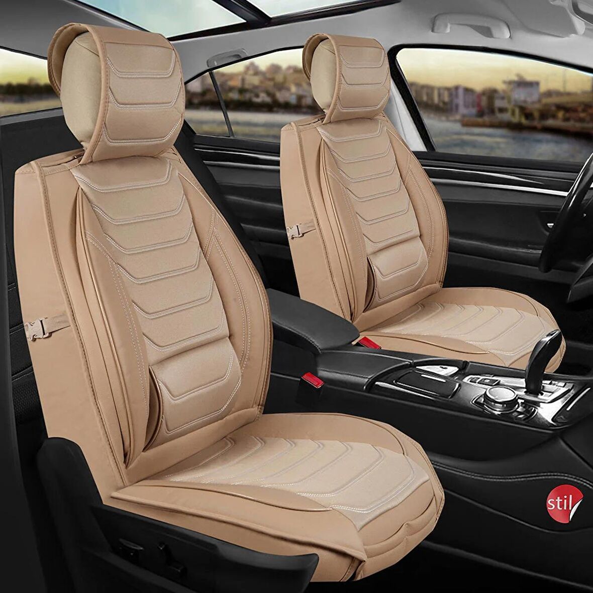 Isuzu D-Max Yeni Uyumlu Lüx Deri Oto Koltuk Kılıfı Ön Arka Set Bej SC