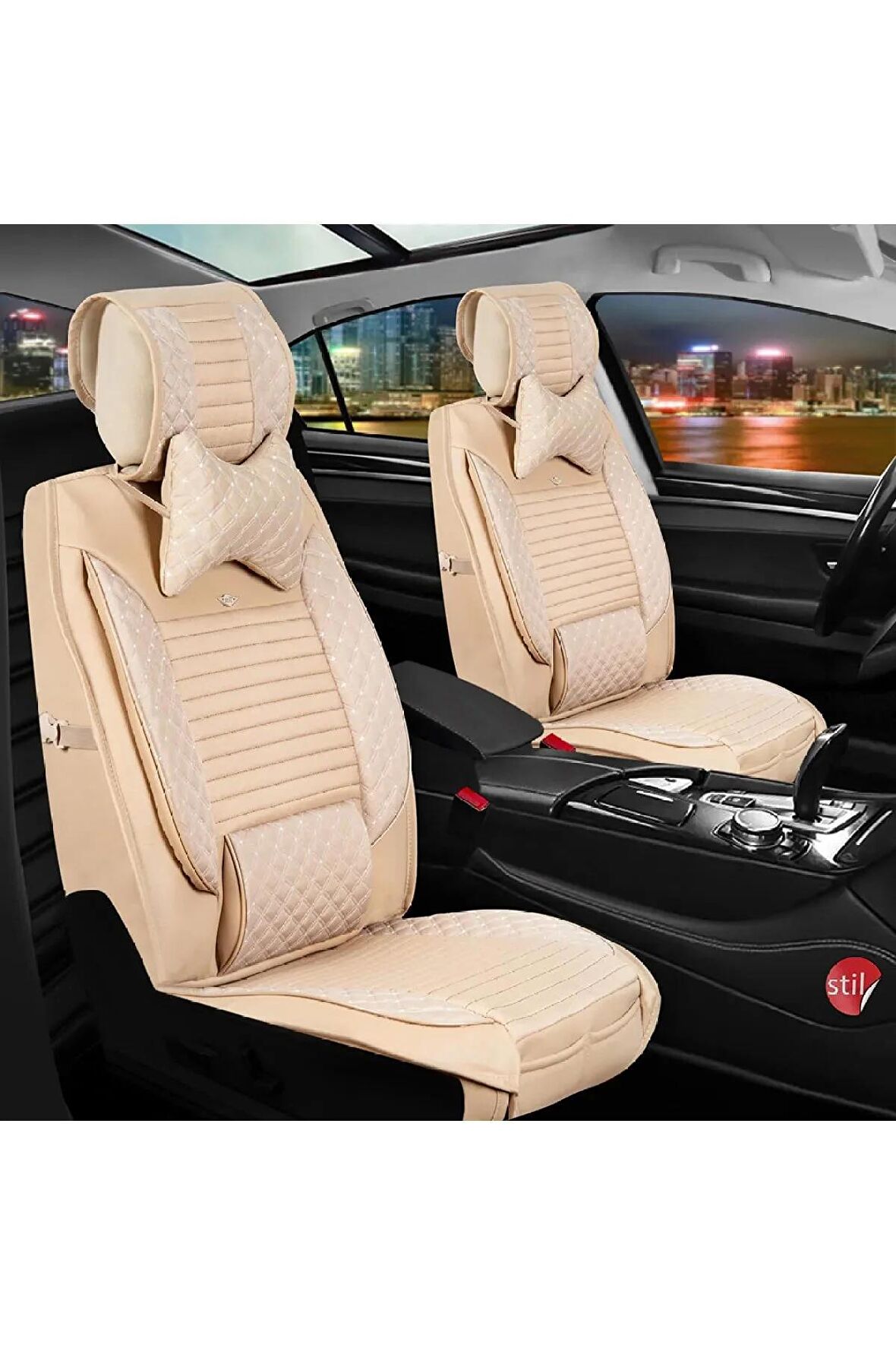 Opel Frontera Uyumlu Lüx Deri Oto Koltuk Kılıfı Ön Arka Set Bej Elit Series