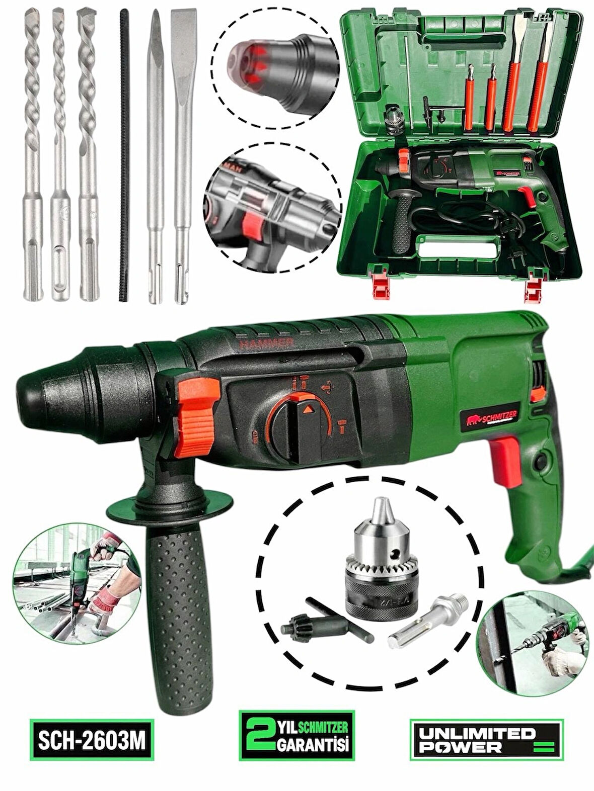 850 W (SDS PLUS) Metal Şanzuman Profesyonel Darbeli Matkap Kırıcı Delici 26mm Hilti