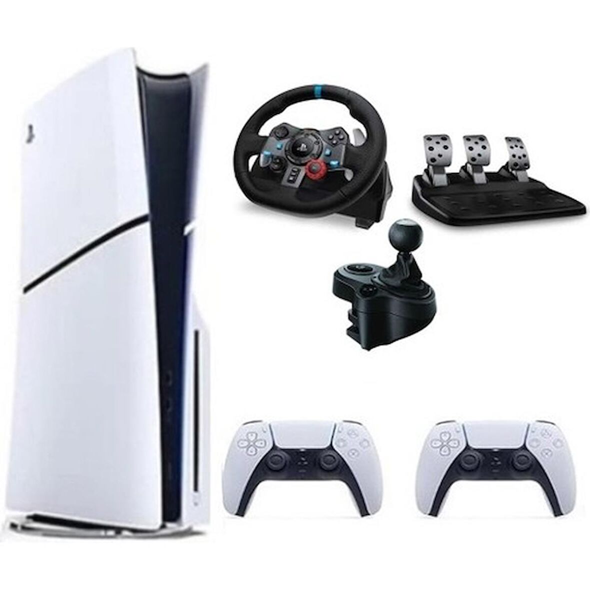 Sony Playstation 5 Slim Cd'li Edition + 2. Dualsense + G29 Driving Force Yarış Direksiyonu + Shifter