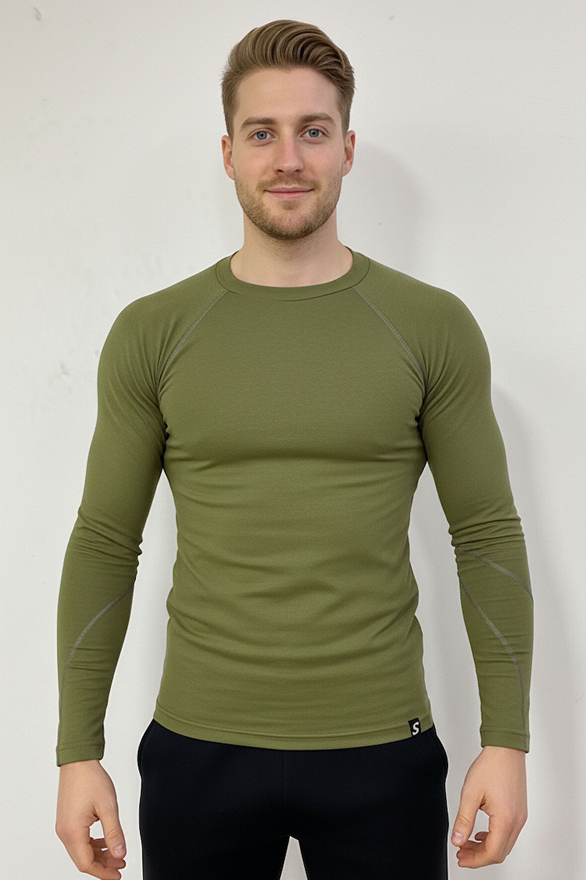 Scorp Thermo-Fit Erkek Termal İçlik Alt Kayak İçliği Bisiklet Yaka Askeri Haki Yeşil