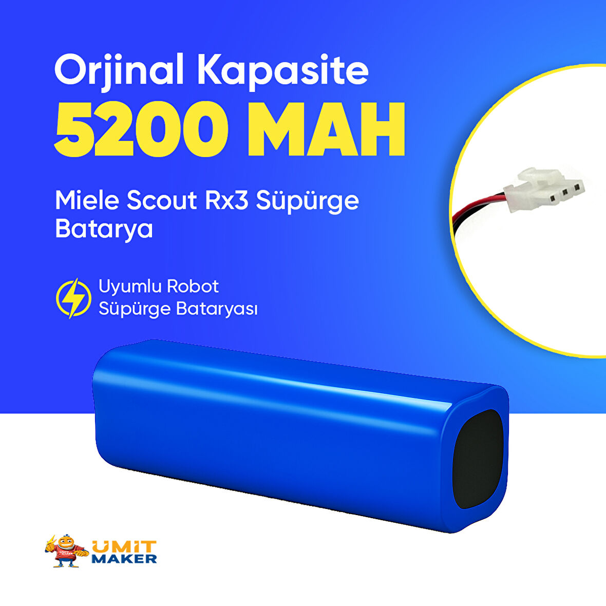 Miele Scout Rx3 Robot Süpürge 5200 mAh 14.4 V  Batarya – Orjinal Uyumlu Uzun Ömürlü, Yüksek Performans Pil