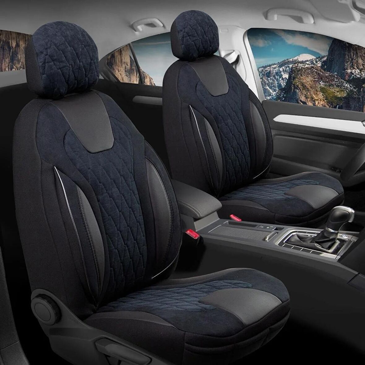 Dodge Nitro Uyumlu Süet Oto Koltuk Kılıfı Ön Arka Set Siyah Siena Serisi SCAR