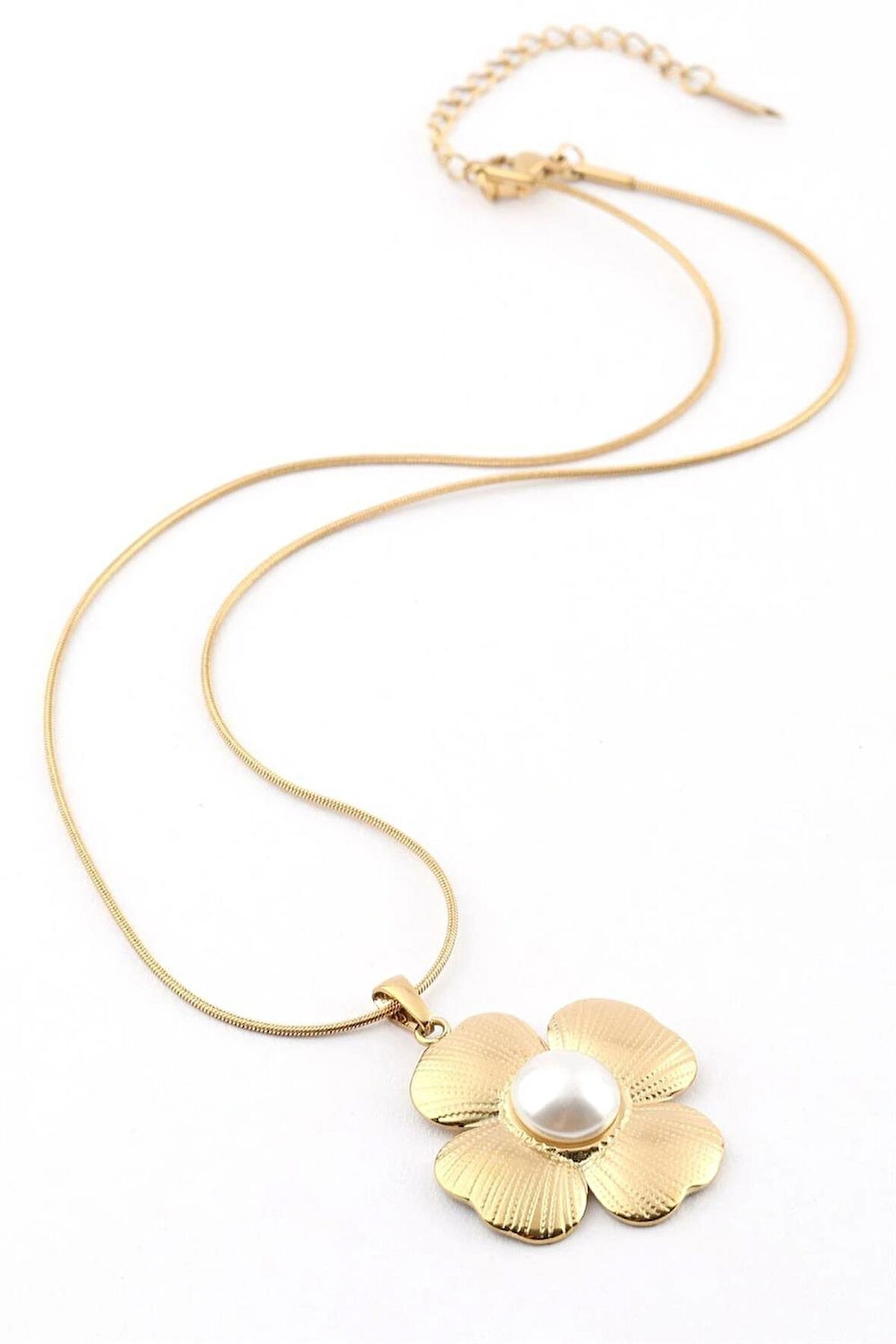 Çelik Papatya Model Gold Kadın Kolye