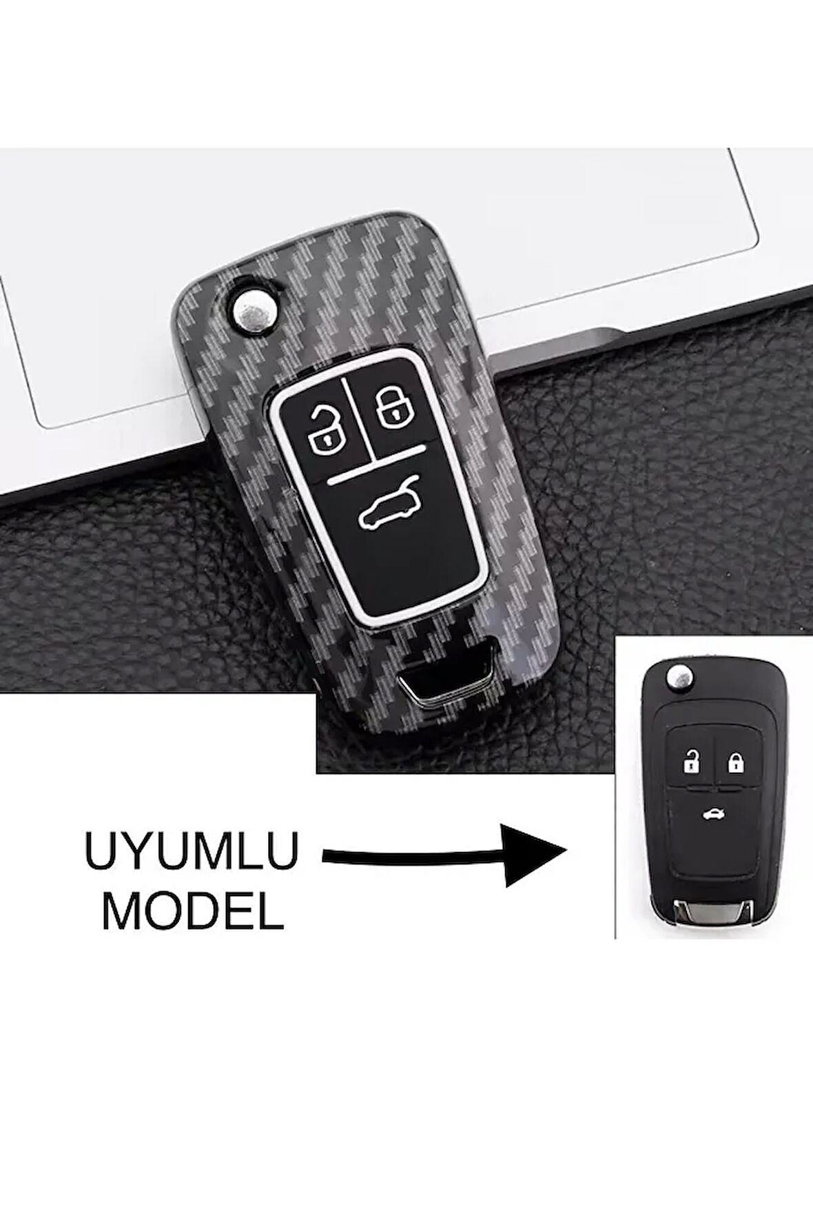 Chevrolet Cruze Ve Opel Astra Insignia Corsa 3 Tuşlu Karbon Anahtar Koruma Kılıf 2.resime Bakınız