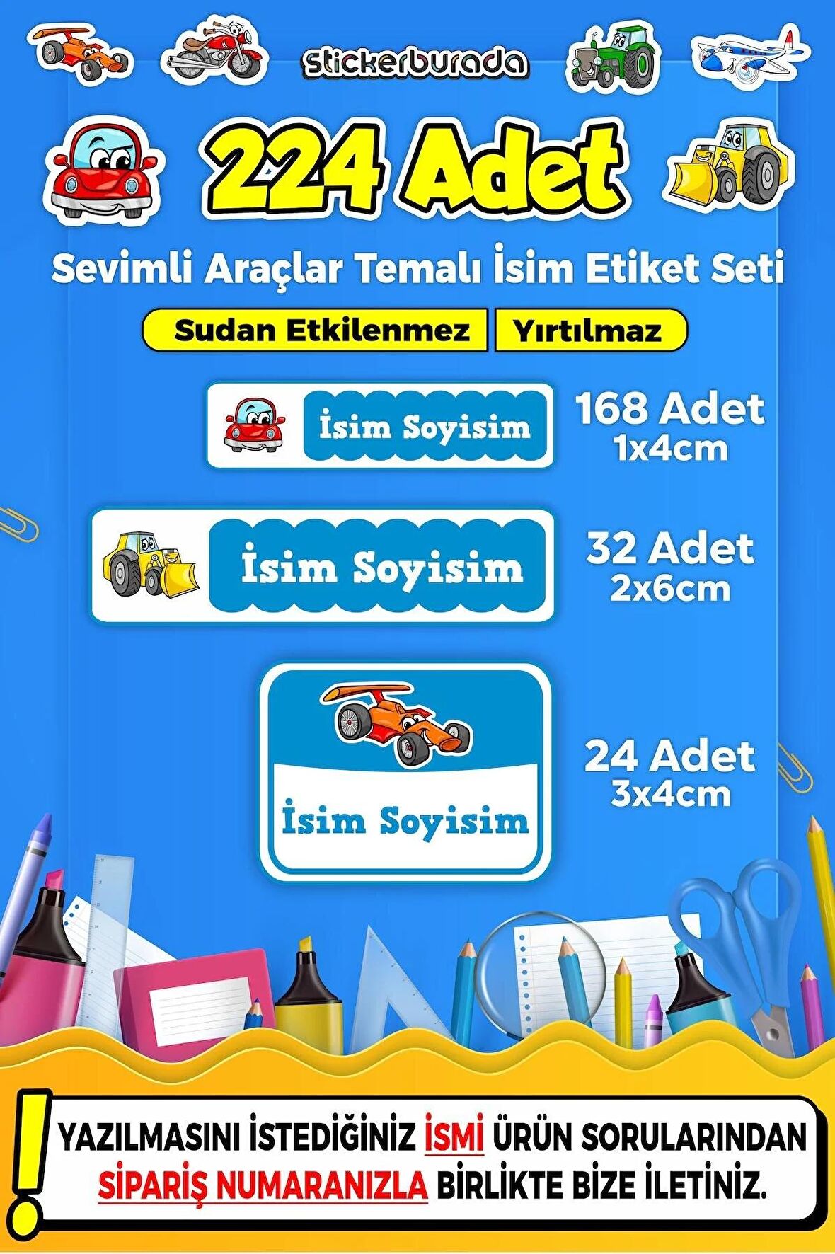 Okul Kreş Kişiye Özel İsim Yazılabilen Etiket Seti - 4