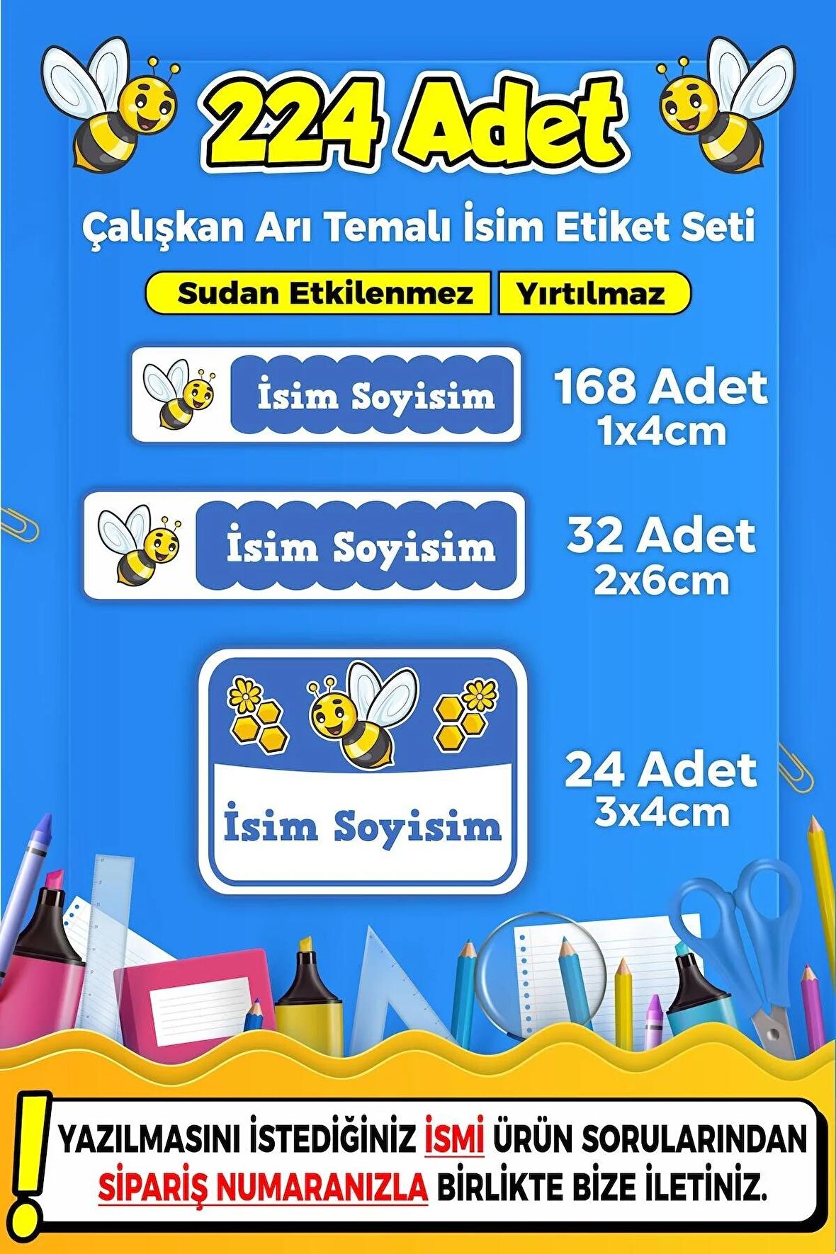 Okul Kreş Kişiye Özel İsim Yazılabilen Etiket Seti - 49