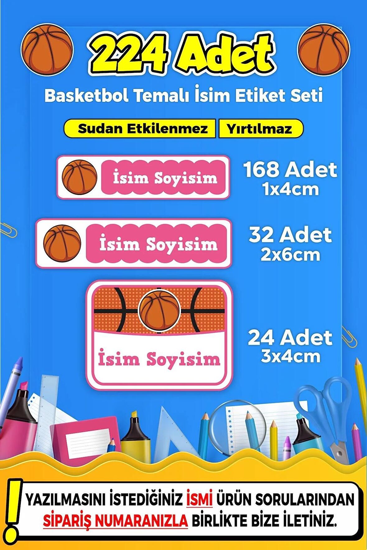 Okul Kreş Kişiye Özel İsim Yazılabilen Etiket Seti - 48