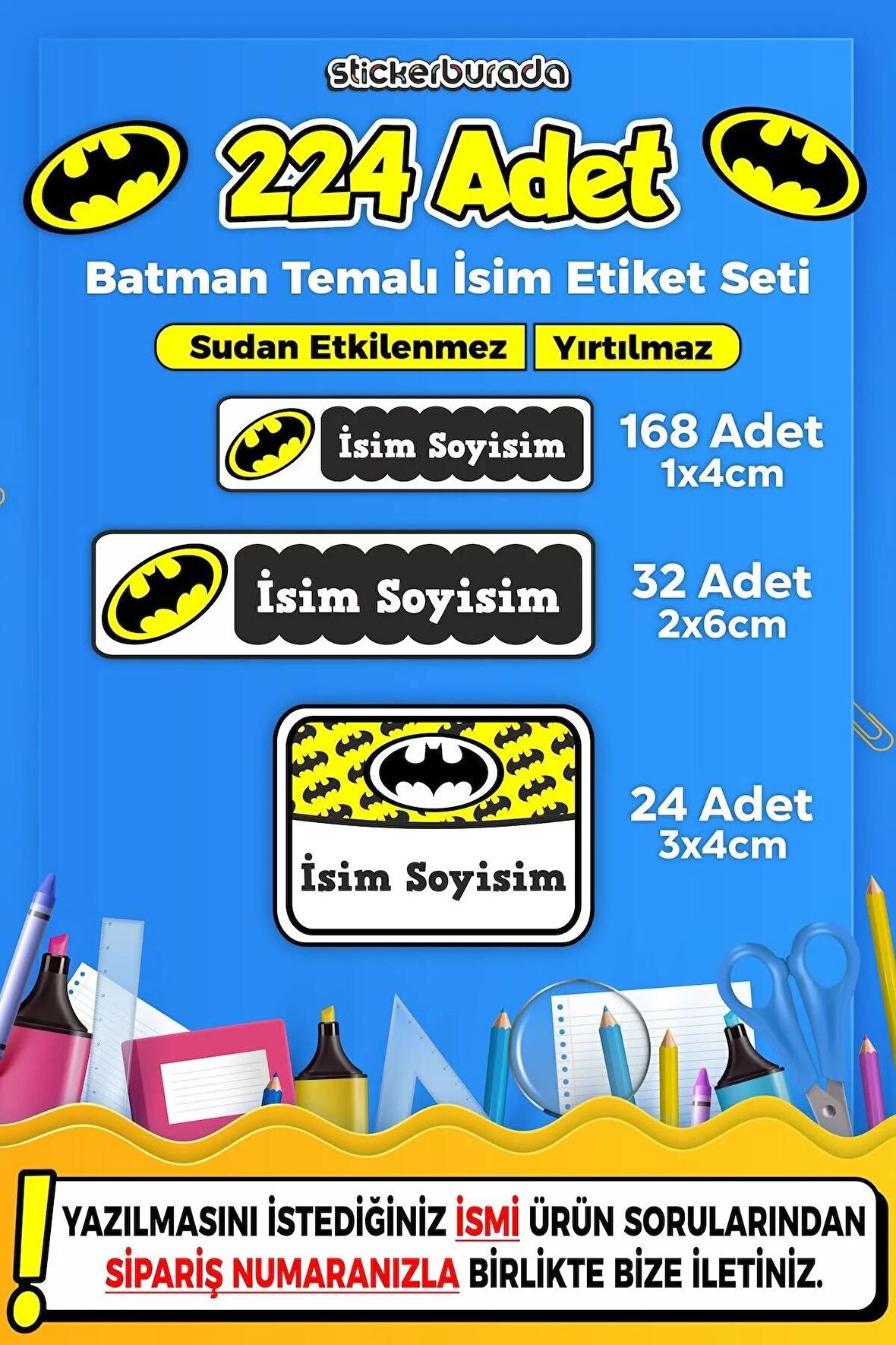 Okul Kreş Kişiye Özel İsim Yazılabilen Etiket Seti - 24