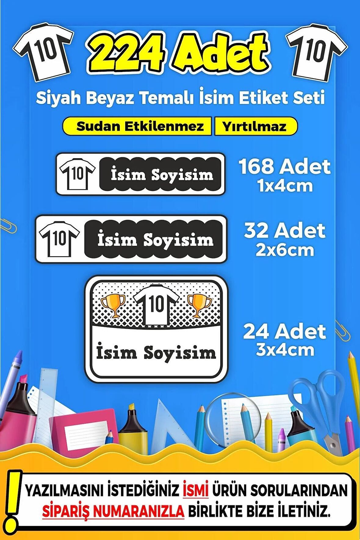 Okul Kreş Kişiye Özel İsim Yazılabilen Etiket Seti - 50