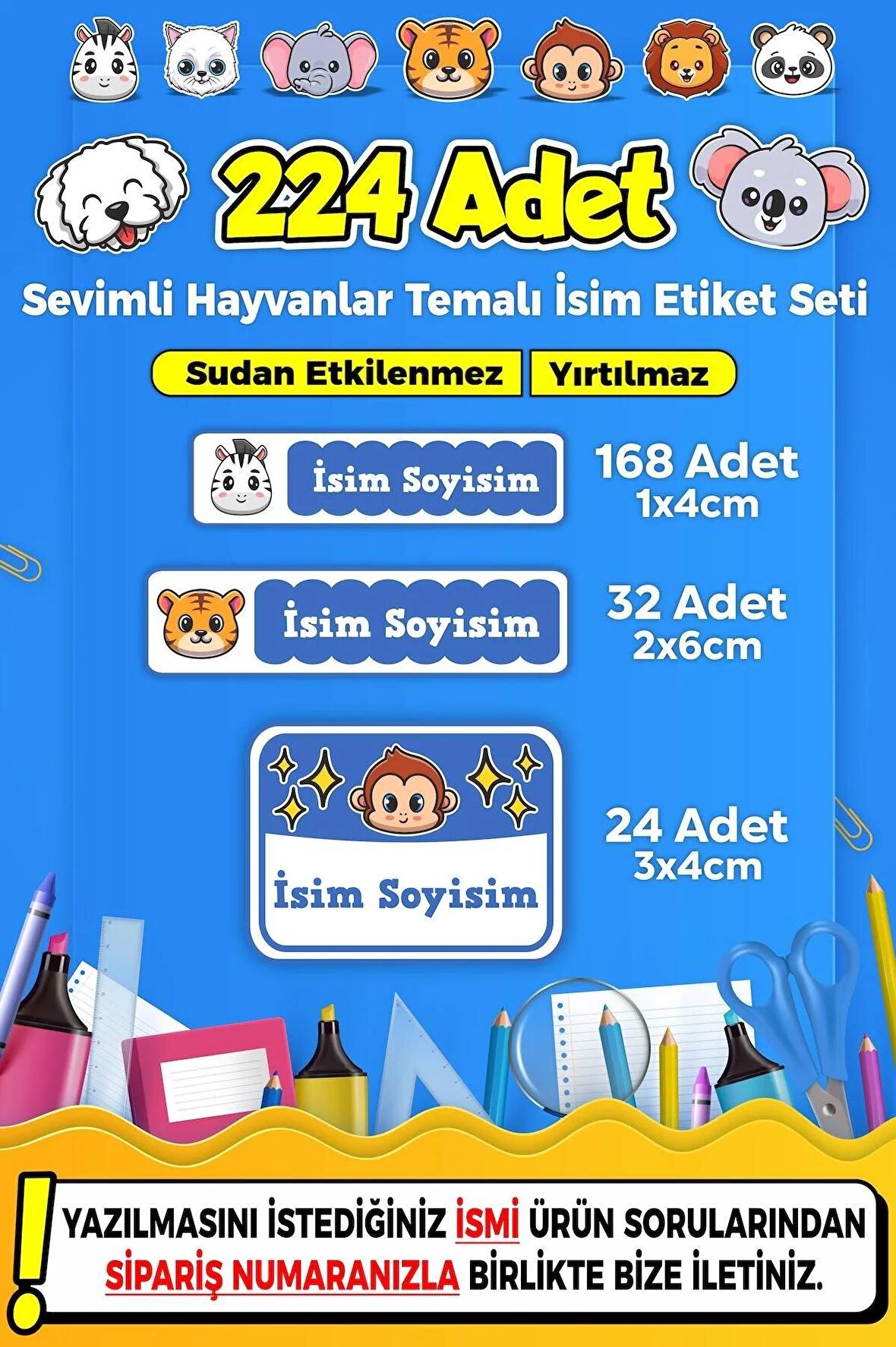 Okul Kreş Kişiye Özel İsim Yazılabilen Etiket Seti - 15