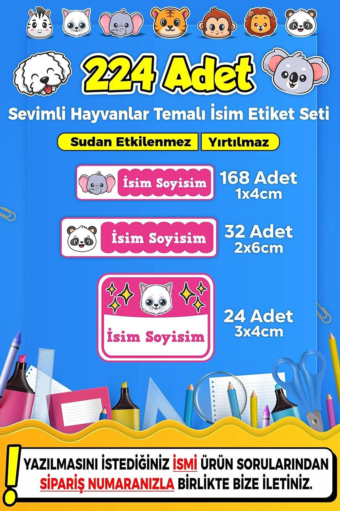 Okul Kreş Kişiye Özel İsim Yazılabilen Etiket Seti - 8