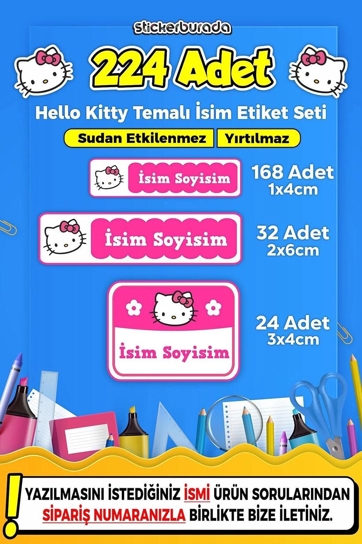 Okul Kreş Kişiye Özel İsim Yazılabilen Etiket Seti - 11