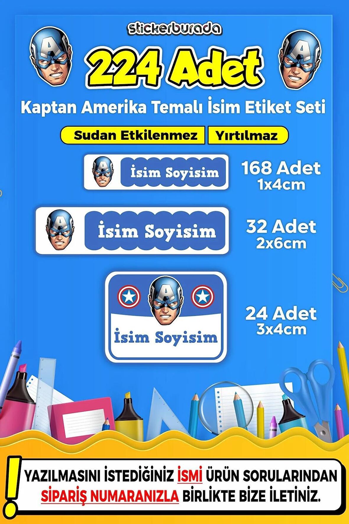 Okul Kreş Kişiye Özel İsim Yazılabilen Etiket Seti - 20