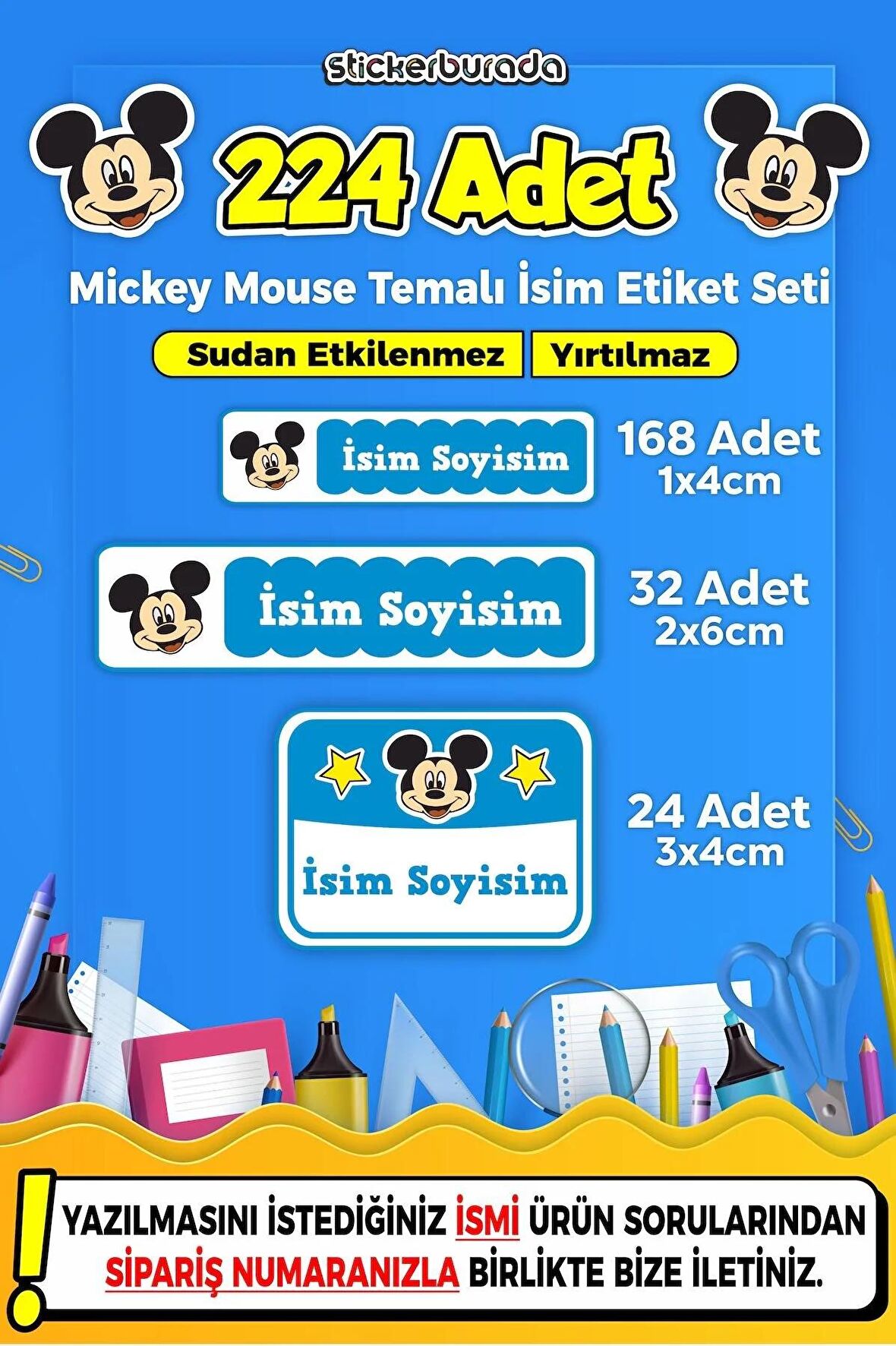 Okul Kreş Kişiye Özel İsim Yazılabilen Etiket Seti - 1