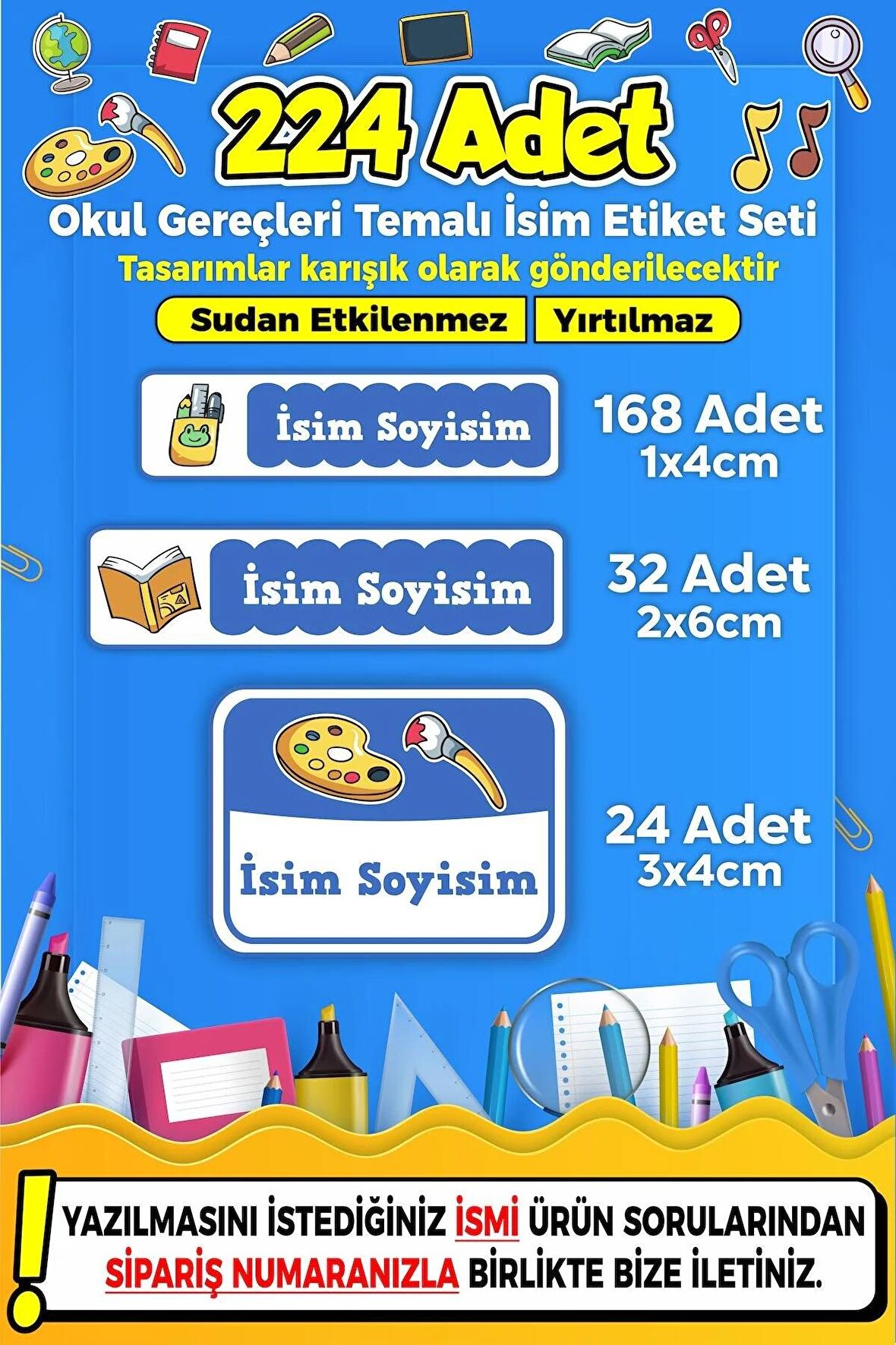 Okul Kreş Kişiye Özel İsim Yazılabilen Etiket Seti - 26