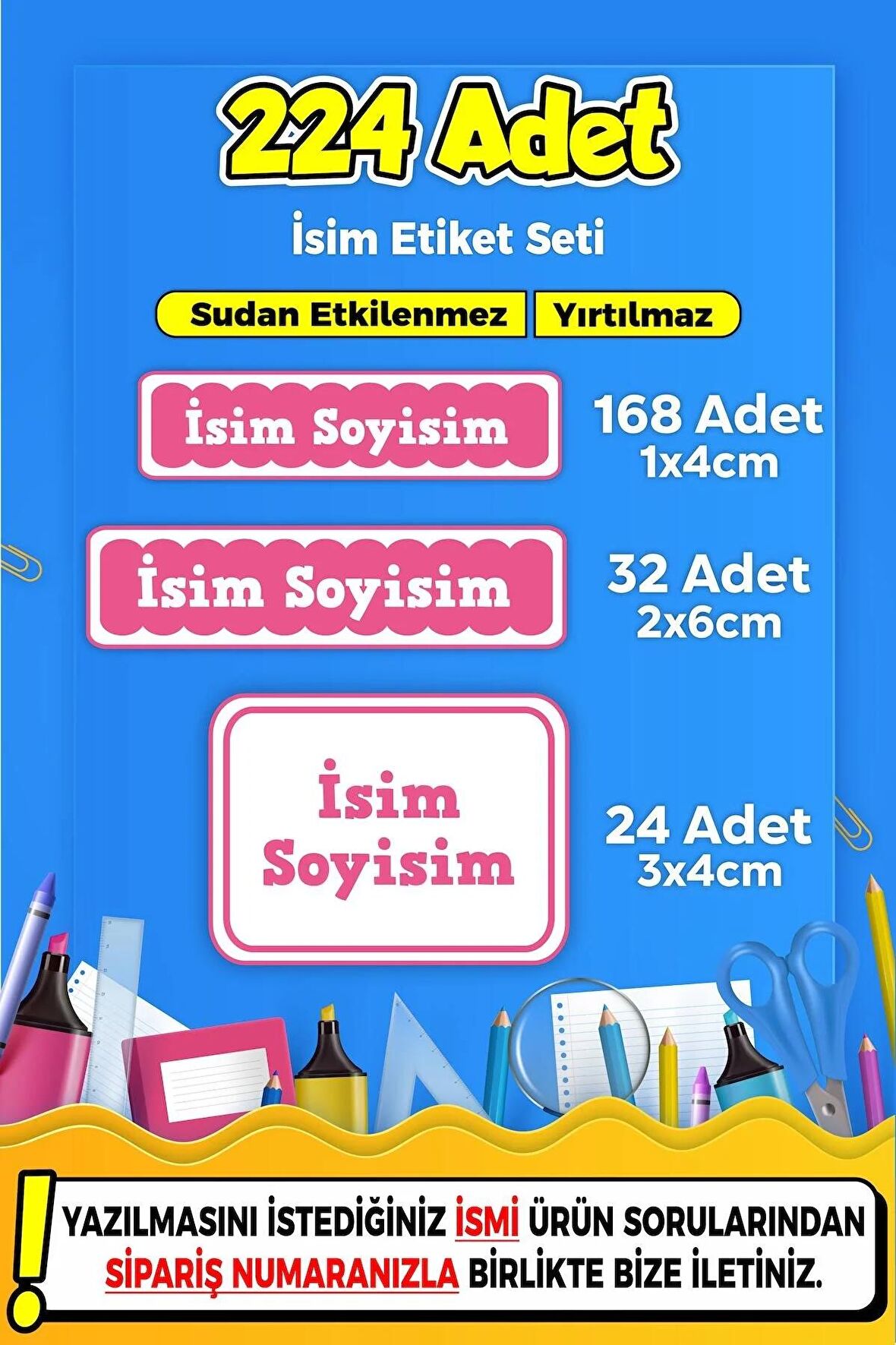 Okul Kreş Kişiye Özel İsim Yazılabilen Etiket Seti - 32