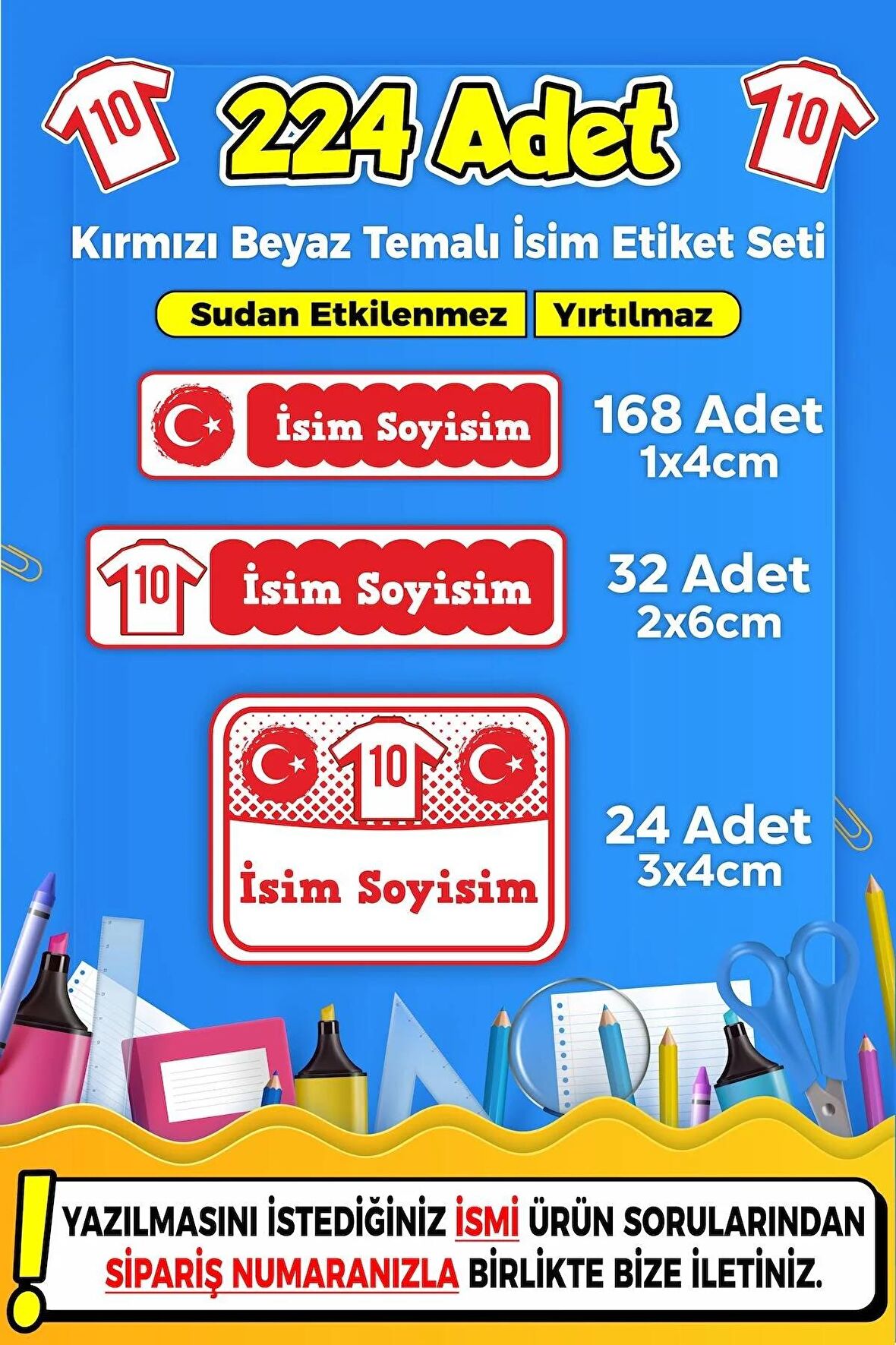 Okul Kreş Kişiye Özel İsim Yazılabilen Etiket Seti - 34