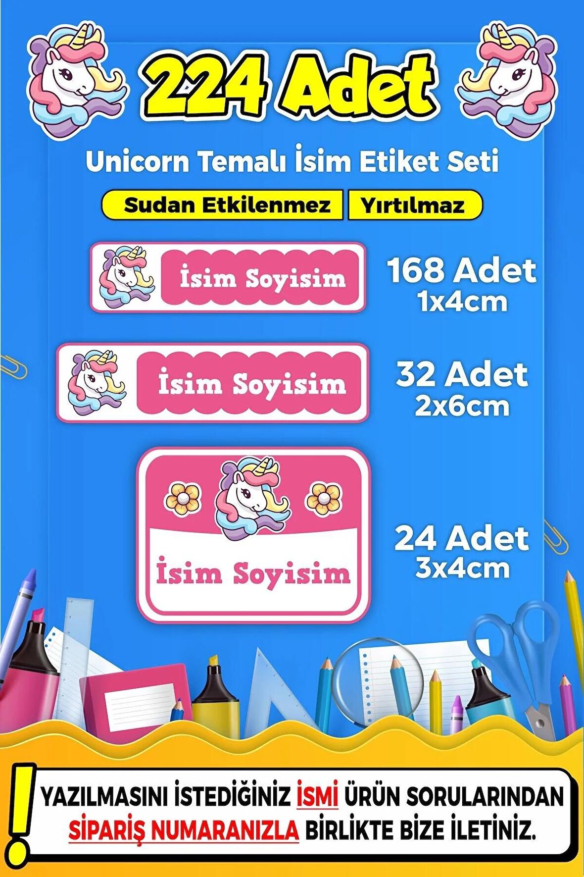 Okul Kreş Kişiye Özel İsim Yazılabilen Etiket Seti - 40