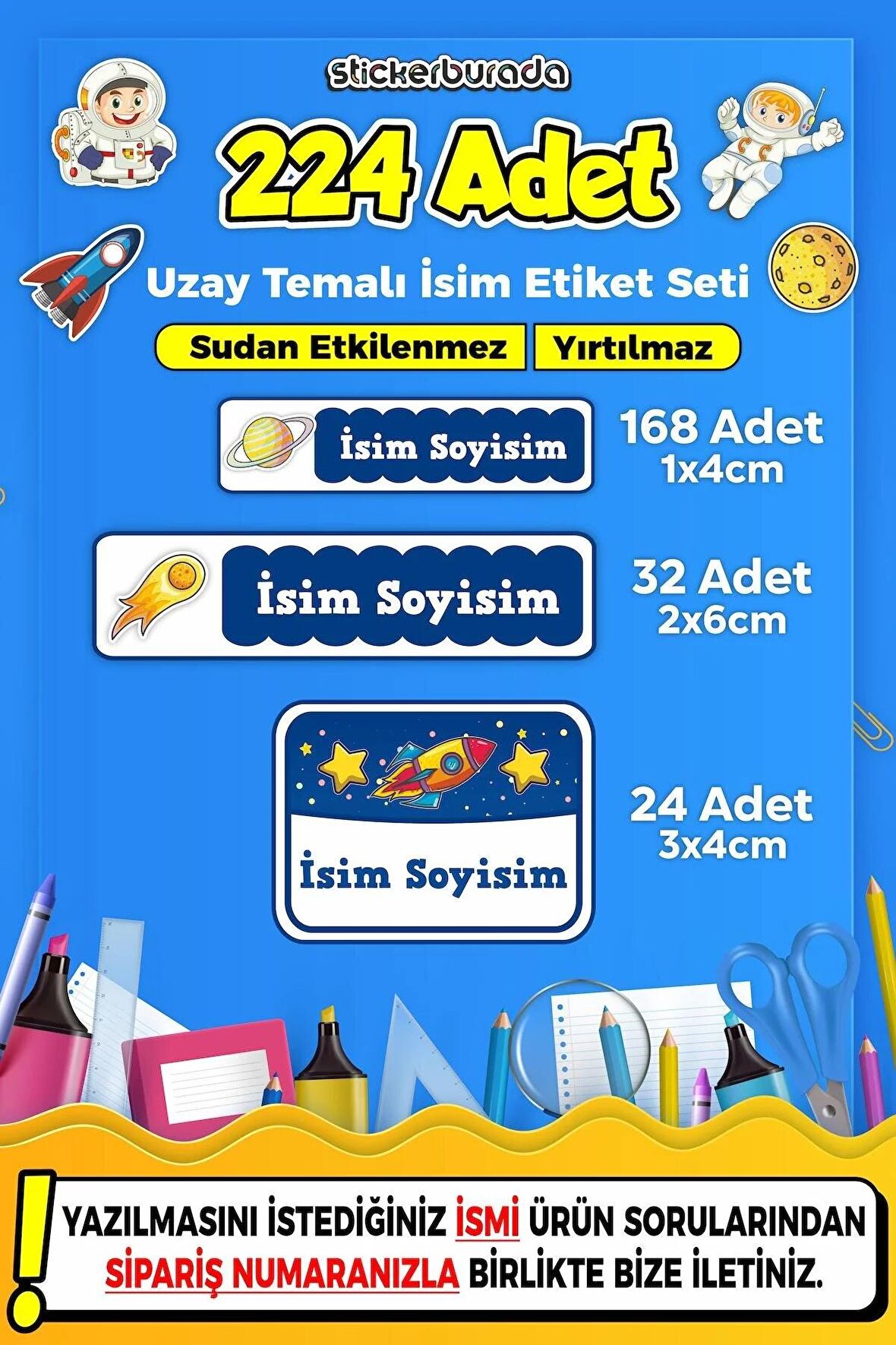 Okul Kreş Kişiye Özel İsim Yazılabilen Etiket Seti - 16