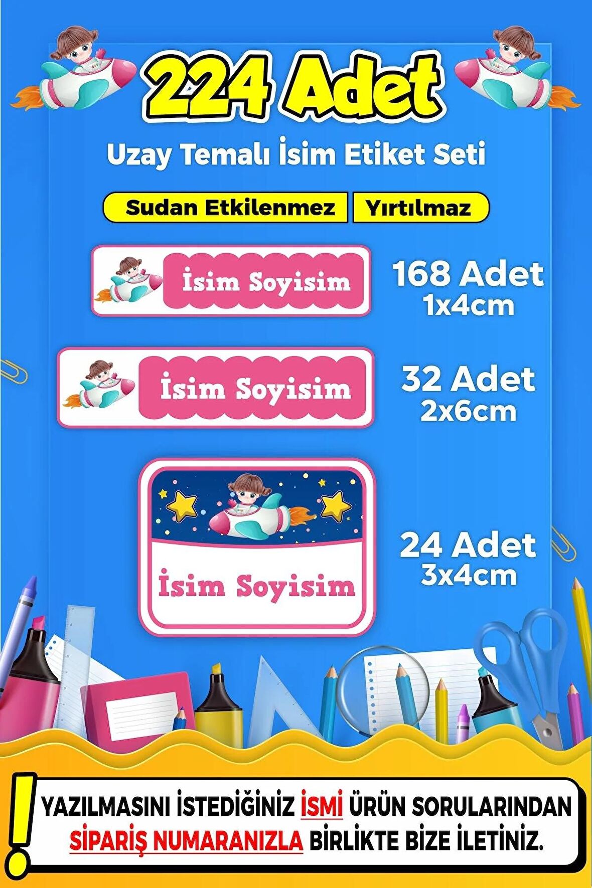 Okul Kreş Kişiye Özel İsim Yazılabilen Etiket Seti - 29