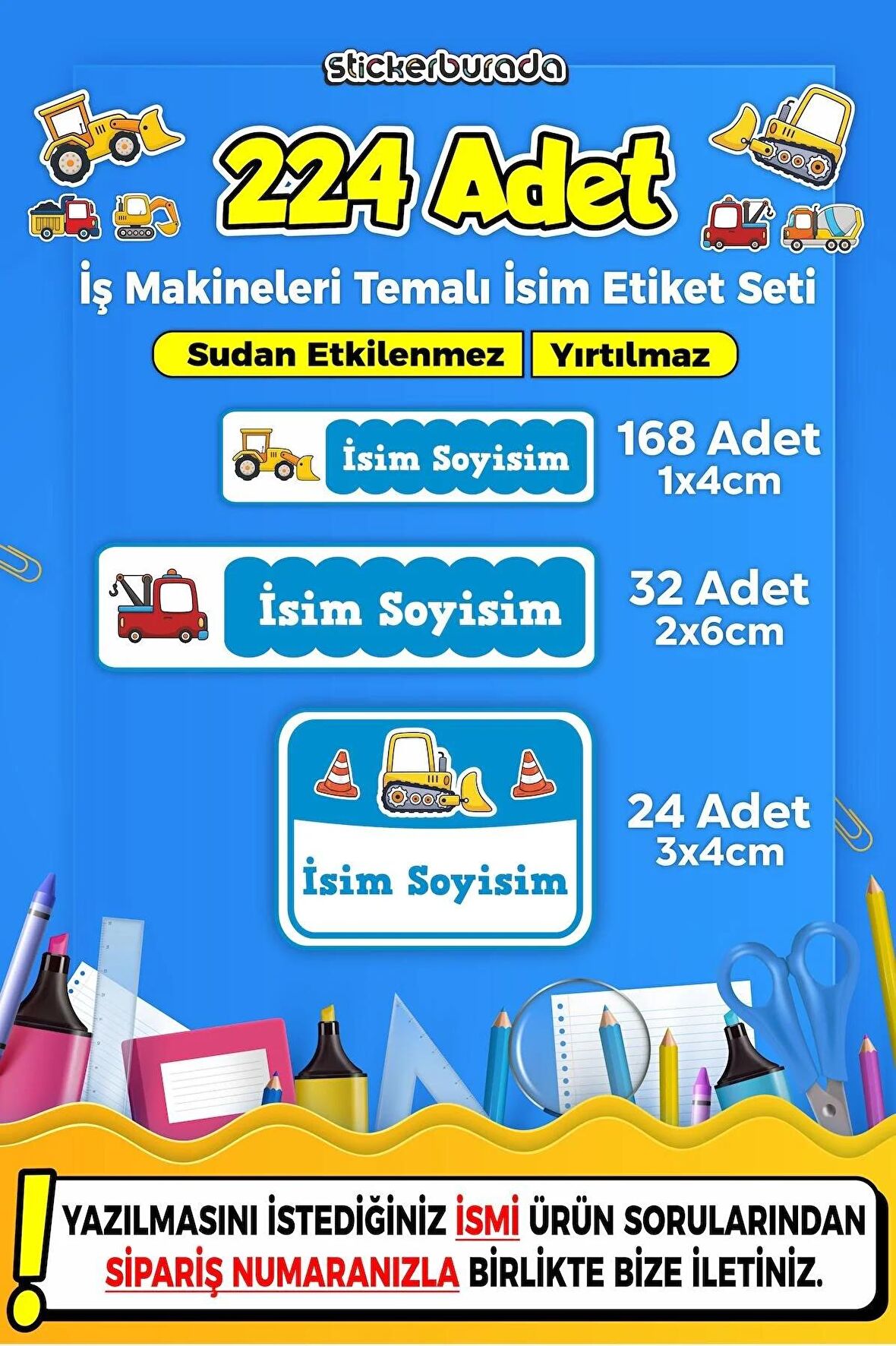 Okul Kreş Kişiye Özel İsim Yazılabilen Etiket Seti - 21