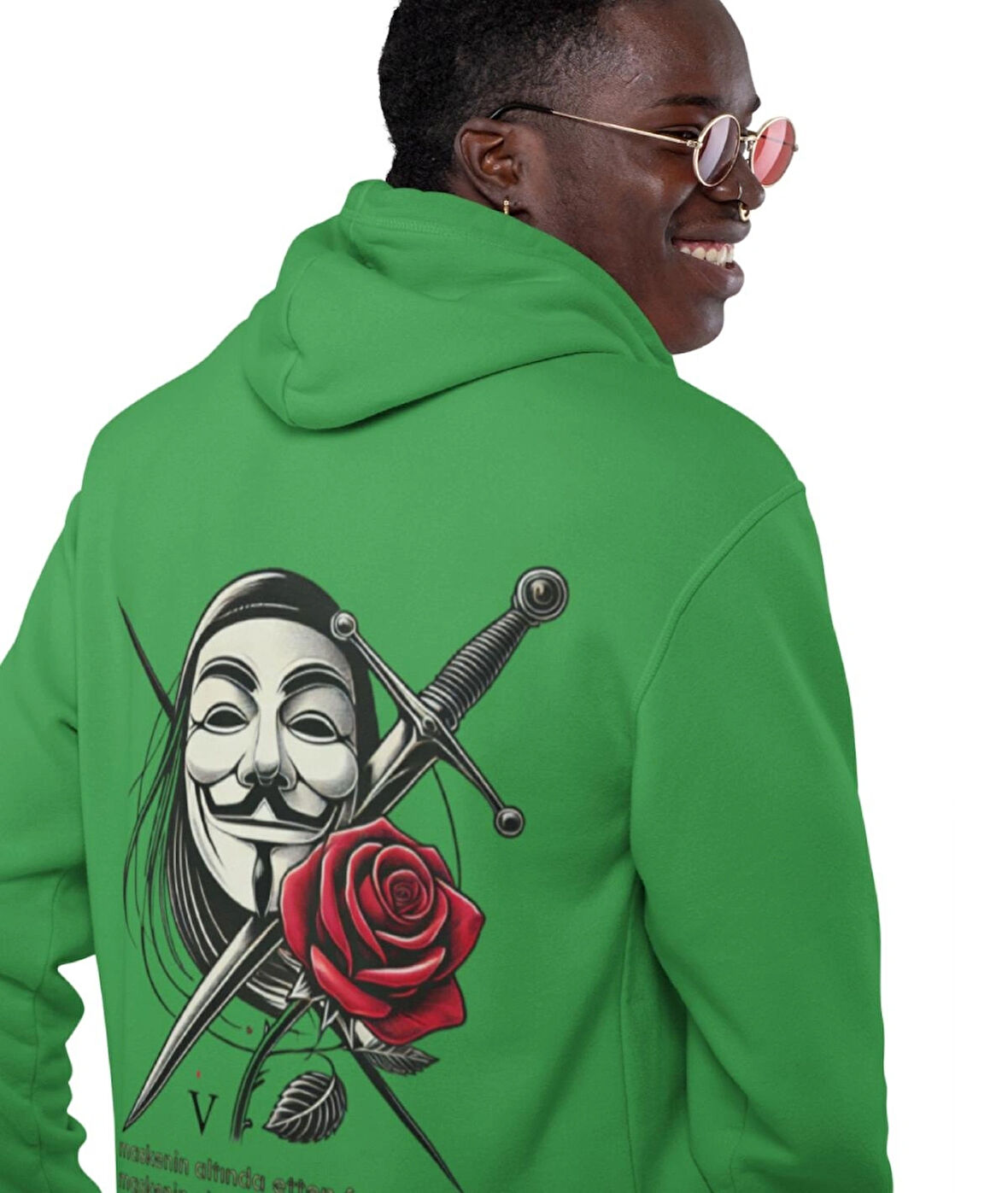 V for Vendetta fikirlere kurşun işlemez baskılı kapüşonlu sweatshirt
