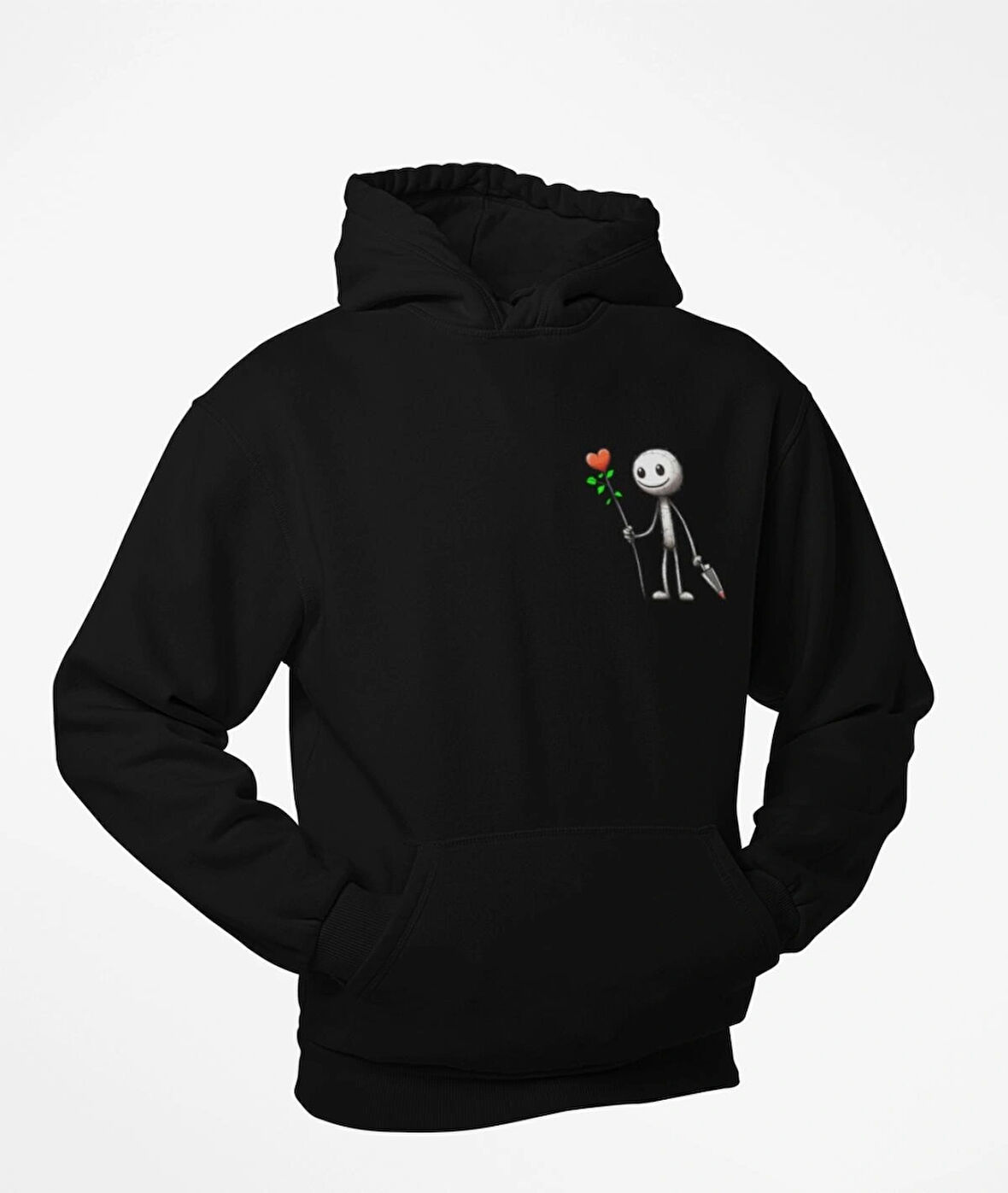 kapüşonlu Çöp adam baskılı sweatshirt