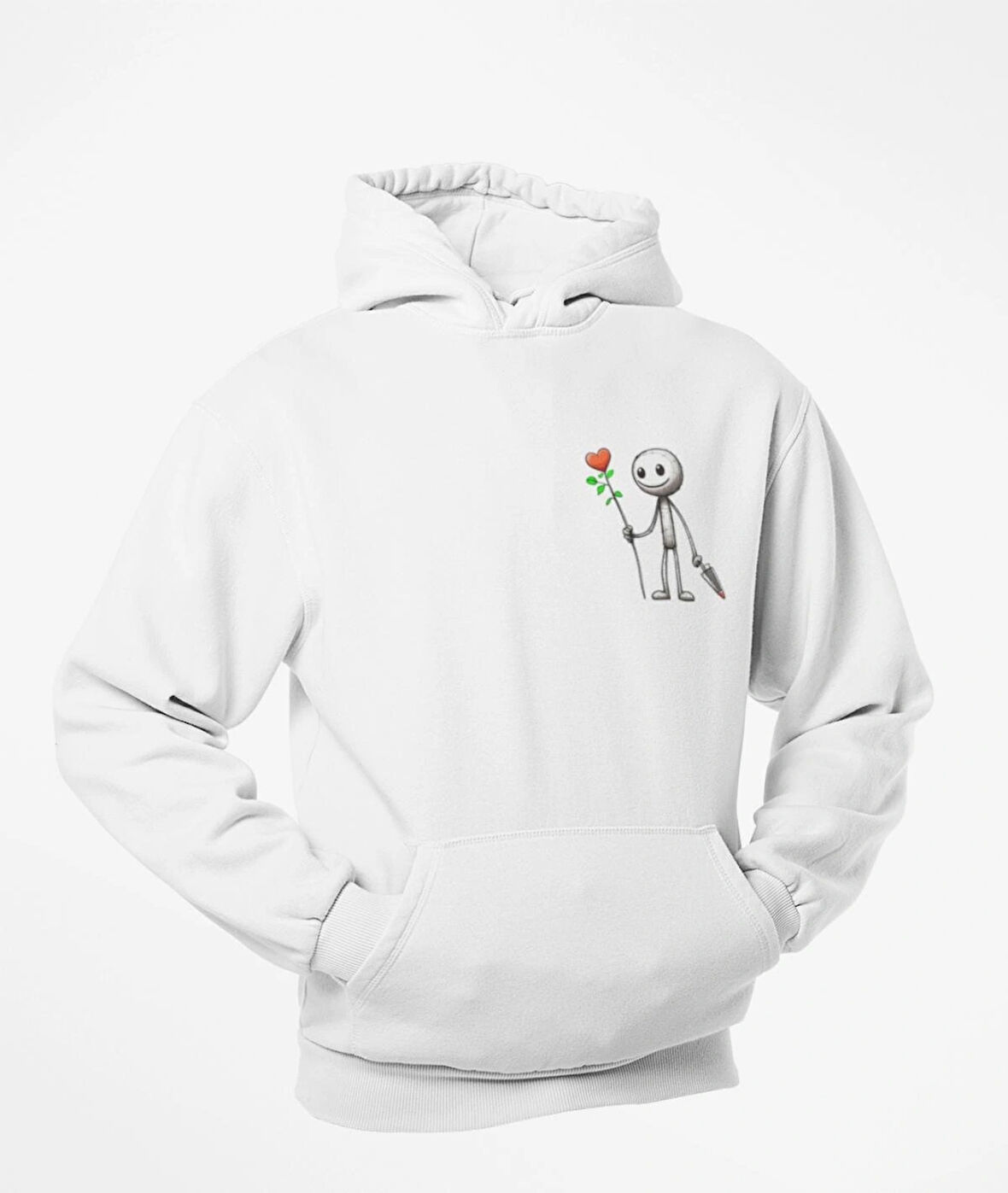 kapüşonlu Çöp adam baskılı sweatshirt