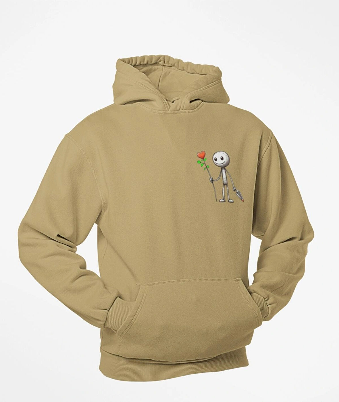 kapüşonlu Çöp adam baskılı sweatshirt