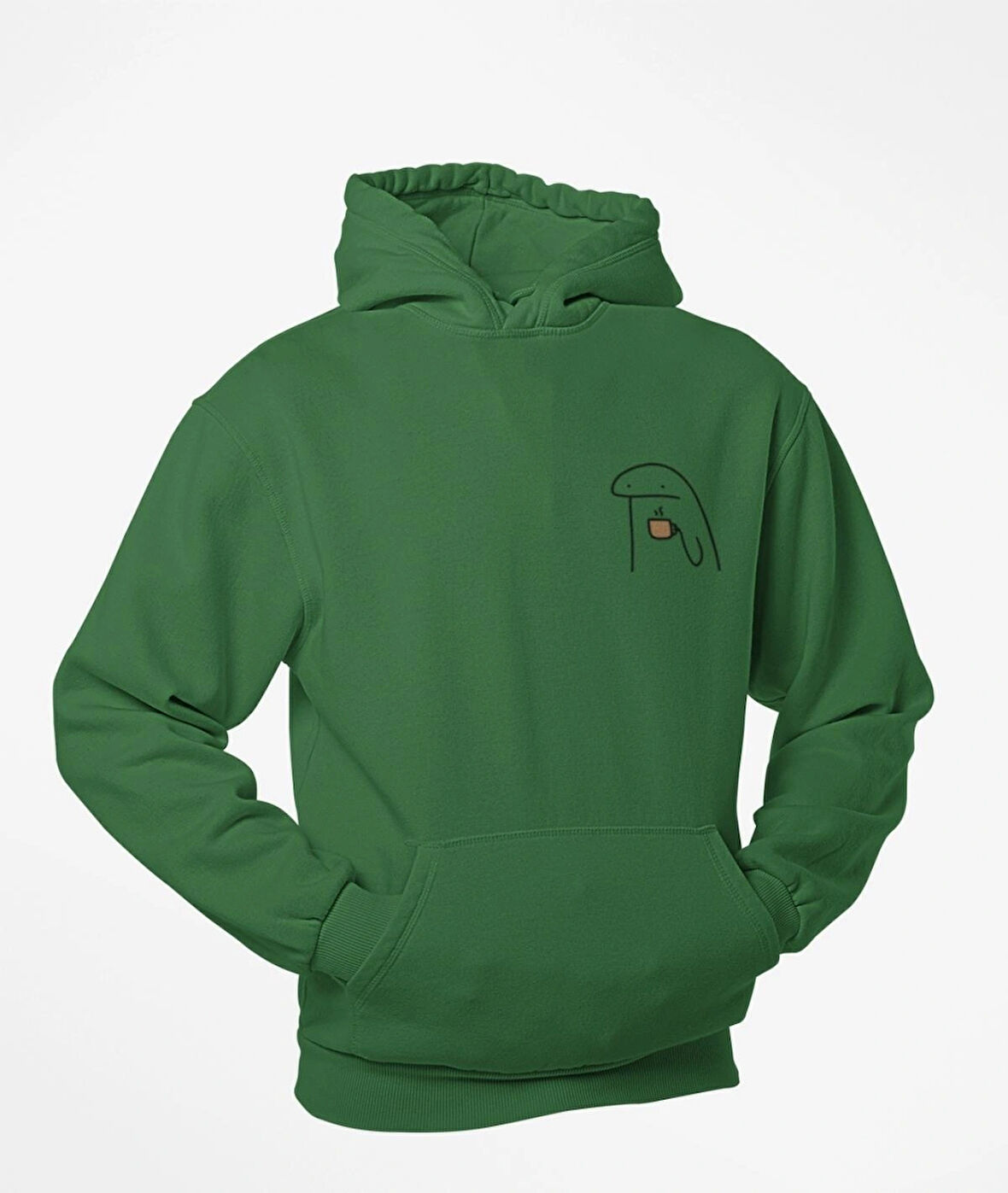 Elinde kahve kupalı emoji baskılı unisex sweatshirts 