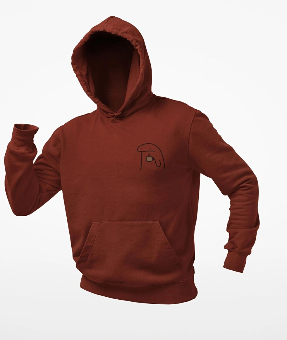 Elinde kahve kupalı emoji baskılı unisex sweatshirts 
