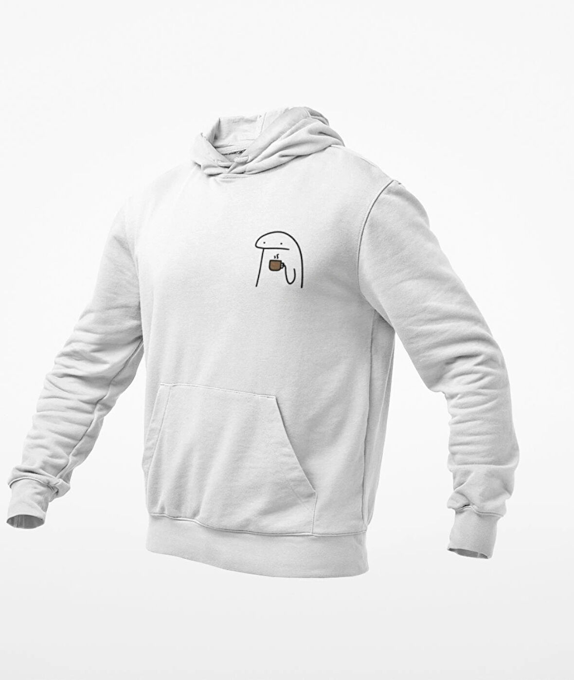 Elinde kahve kupalı emoji baskılı unisex sweatshirts 