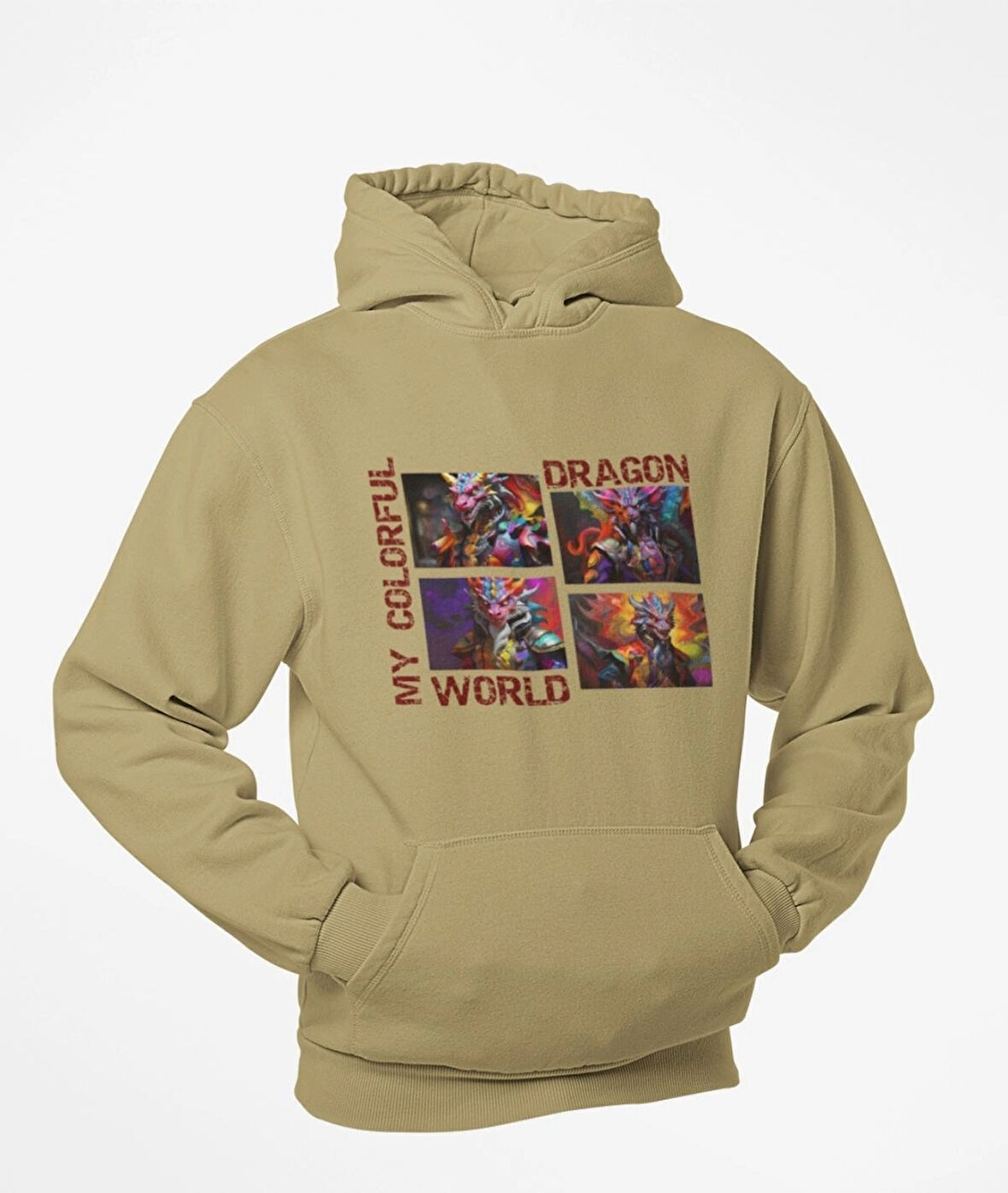 4 parçalı renklerin lordu ejderha kanguru cepli sweatshirt