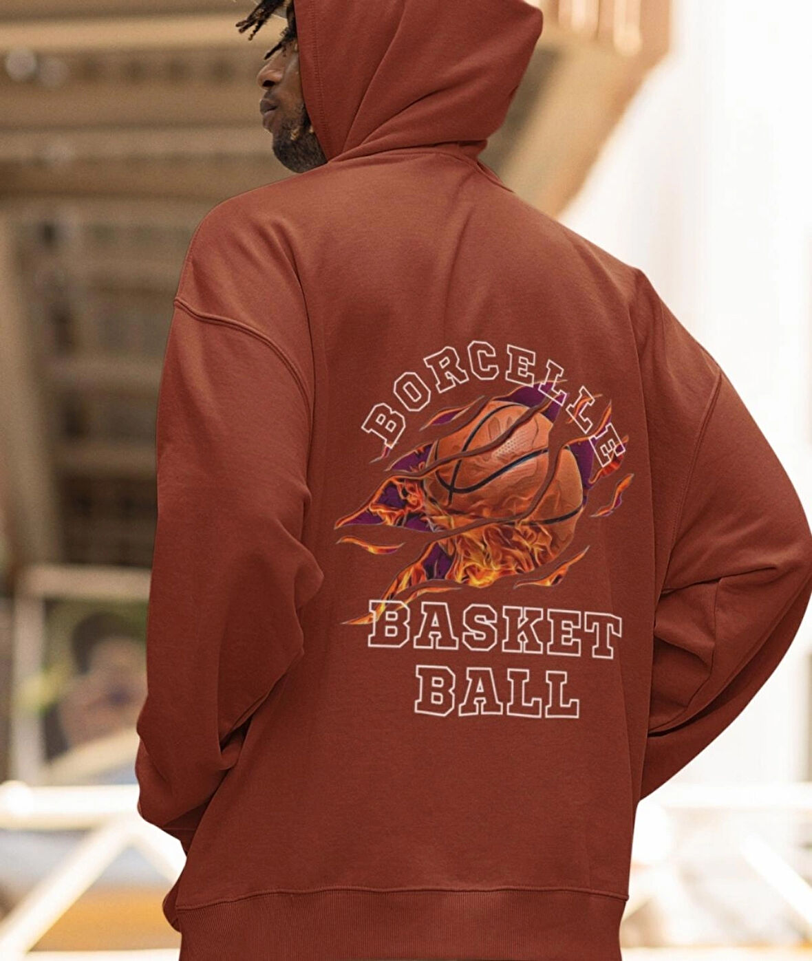 Borcelle basket ball baskılı erkek sweatshirt 