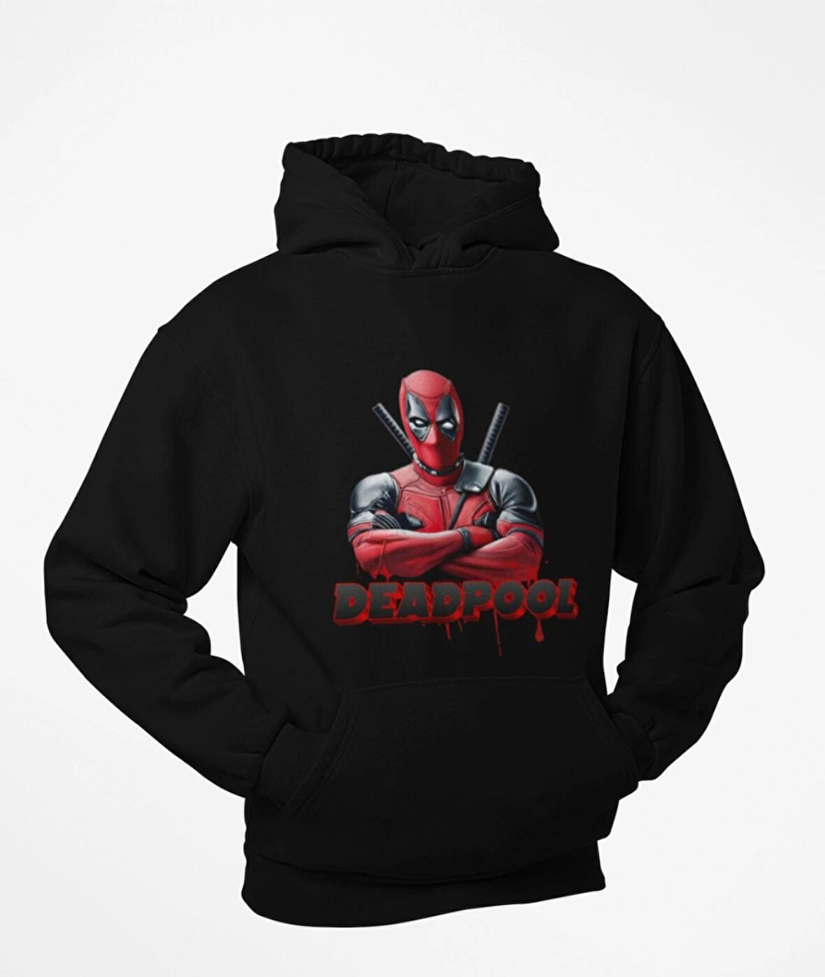 Deatpool baskılı unisex kapşonlu sweatshirt
