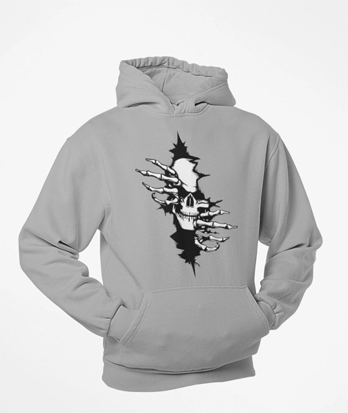 Güğsü Yarıp Çıkan İskelet temalı unisex kapşonlu sweatshirt