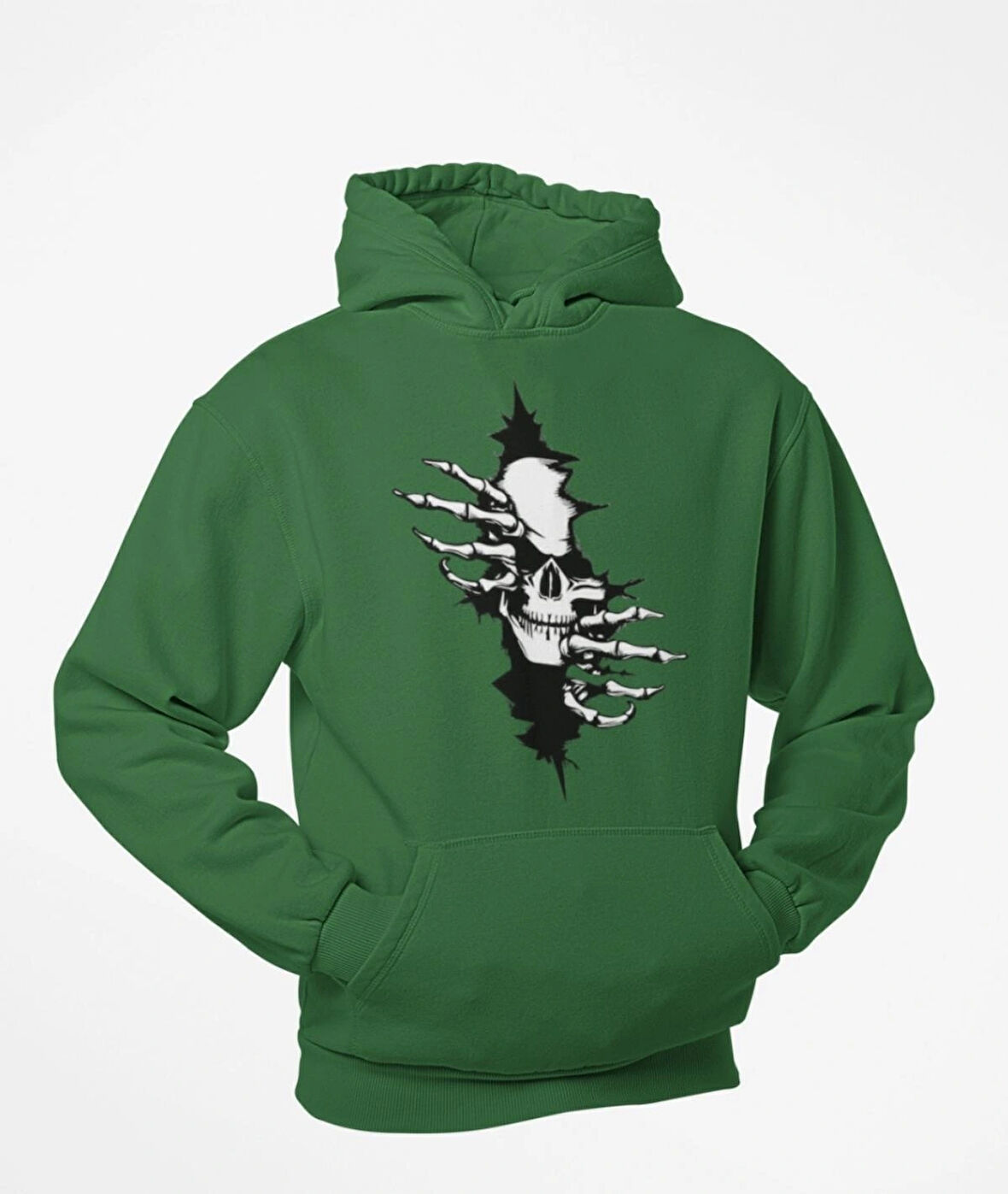 Güğsü Yarıp Çıkan İskelet temalı unisex kapşonlu sweatshirt