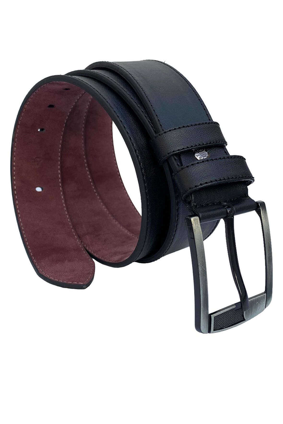 Siyah Suni Deri Kenarları Dikişli Düz Model 4.5 Genişlik Unisex Spor Kemer - 4500-10