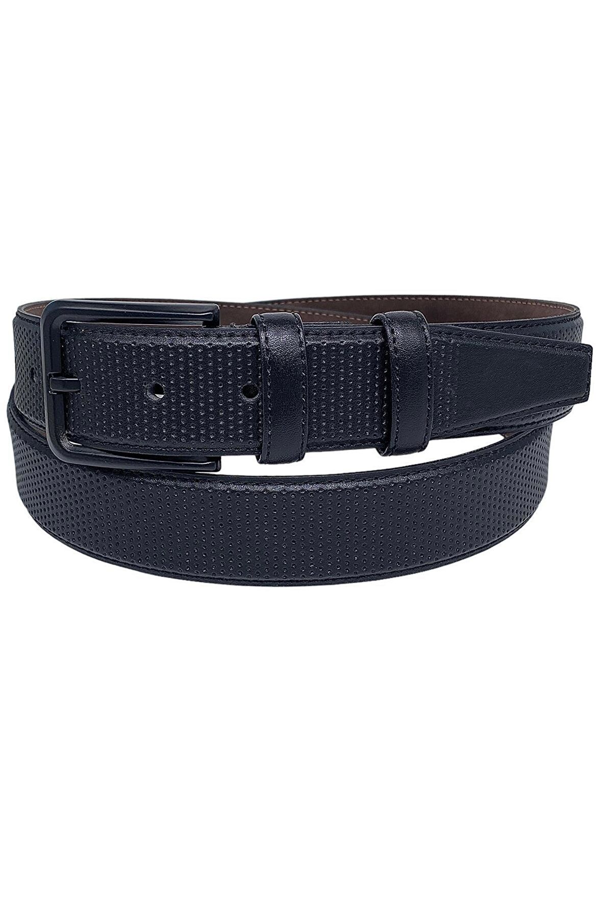 3.5 cm Klasik Suni Deri Lüks Kemer Siyah Desenli