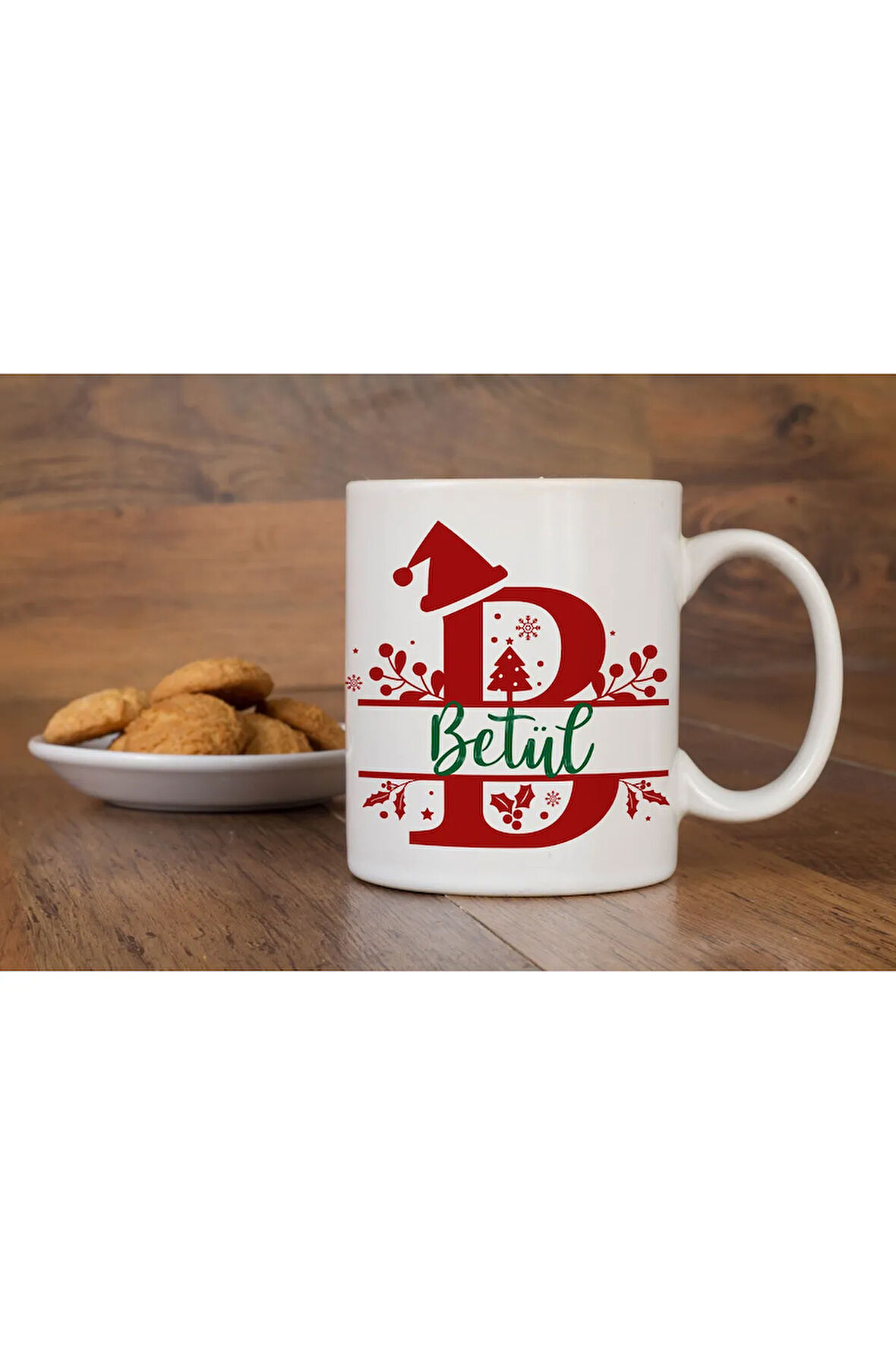 Yılbaşı Özel Kişiselleştirilebilir İsim Yazdırılabilir Harfli Kupa Bardak Christmas