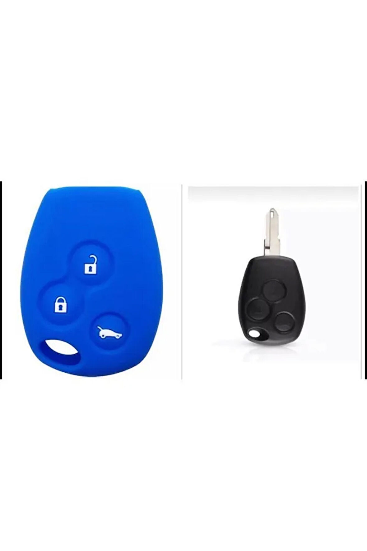 Renault Clio Kangoo Megane Modus Laguna Scenic Silikon Anahtar Koruma Kılıfı Mavi Renk 3 Tuşlu