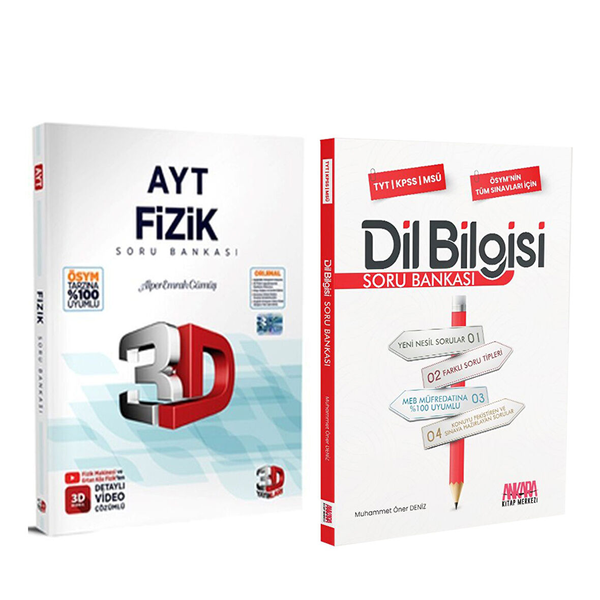 3D AYT Fizik ve AKM Dil Bilgisi Soru Bankası Seti 2 Kitap