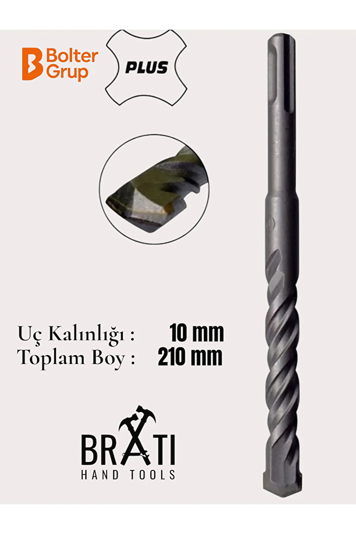 10X210 SDS Plus 2 Kanallı Beton Duvar Delme Matkap Ucu
