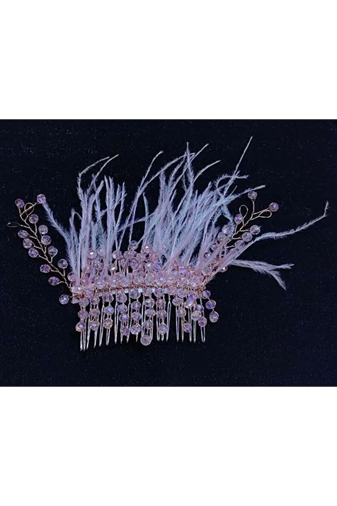 Boncuklu, Çiçekli Kristal Gelin Tacı Saç Ve Türban Aksesuarı