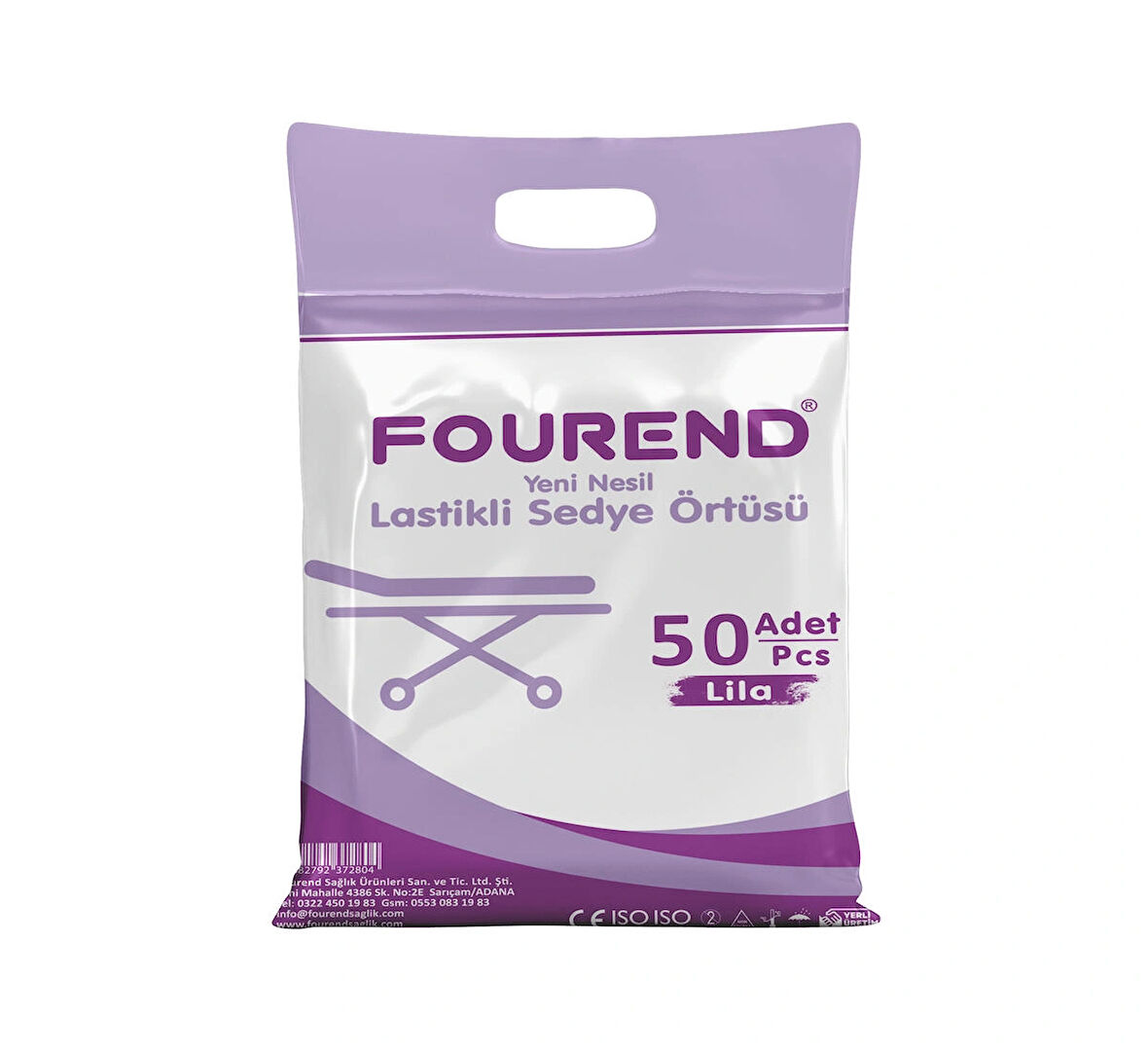 Fourend Yeni Nesil Lastikli Lila Sedye Örtüsü 50'li Paket