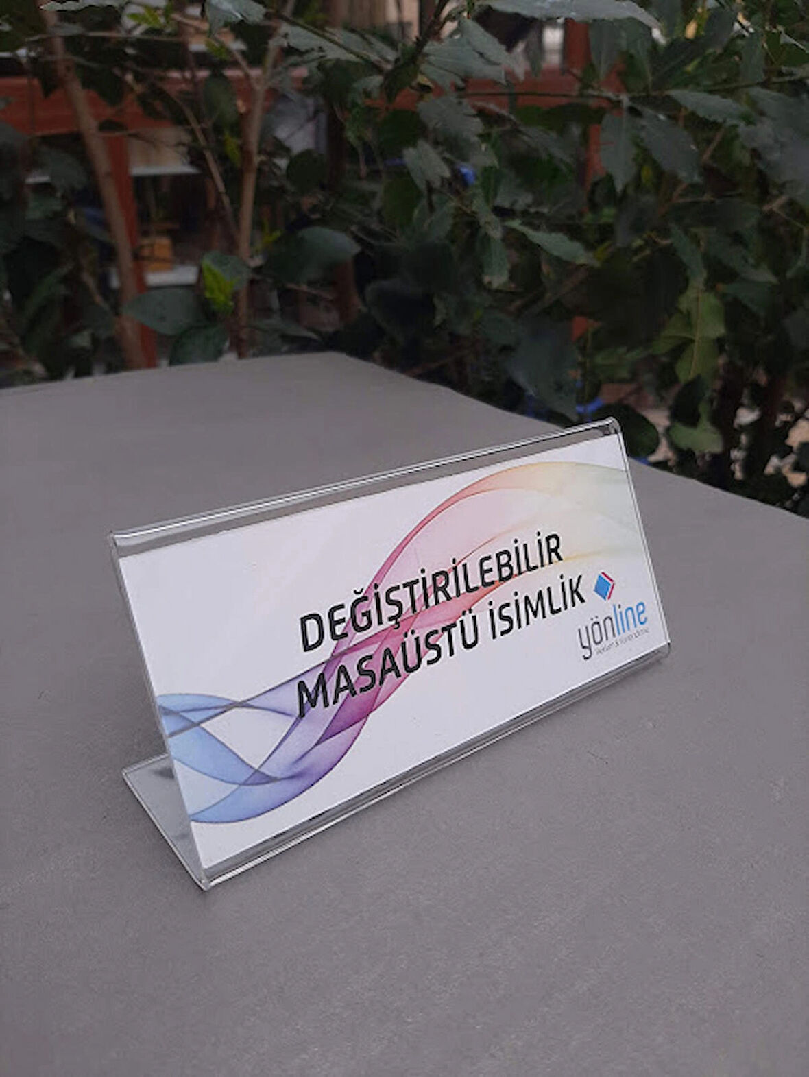 Şeffaf Değiştirilebilir Yatay Masaüstü Isimlik - 20x7 Cm