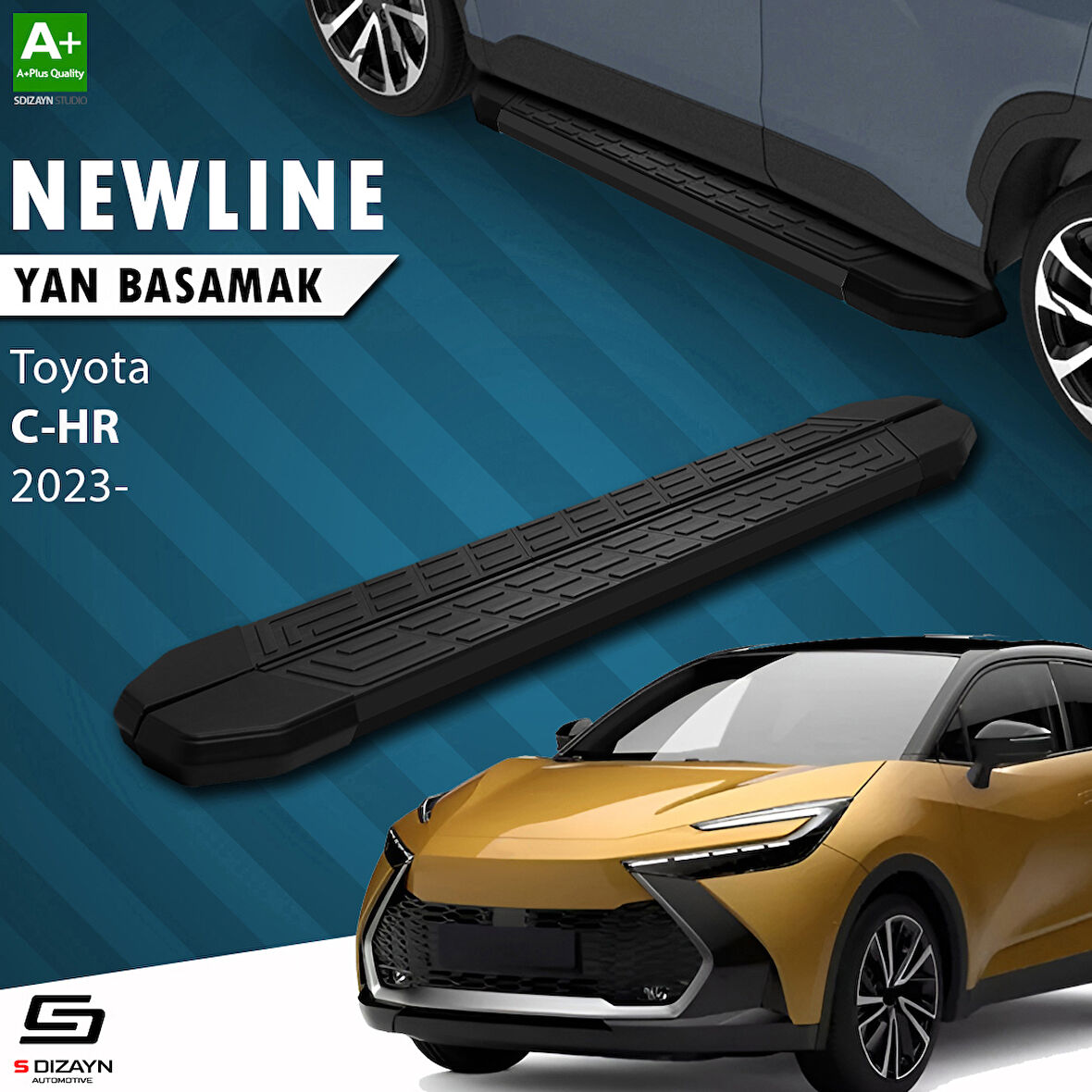 S-Dizayn Toyota C-HR 2 NewLine Siyah Yan Basamak 173 Cm 2023 Üzeri A+ Kalite