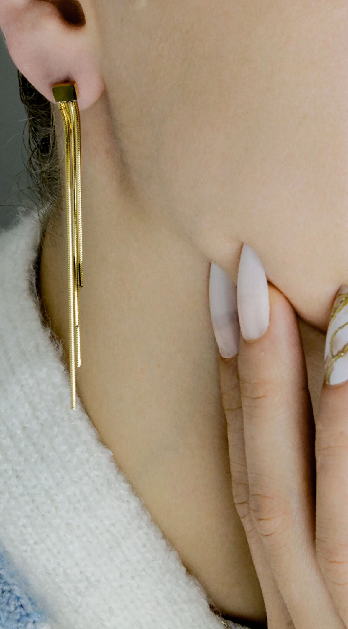 Sallantılı Ezme Zincir Küpe