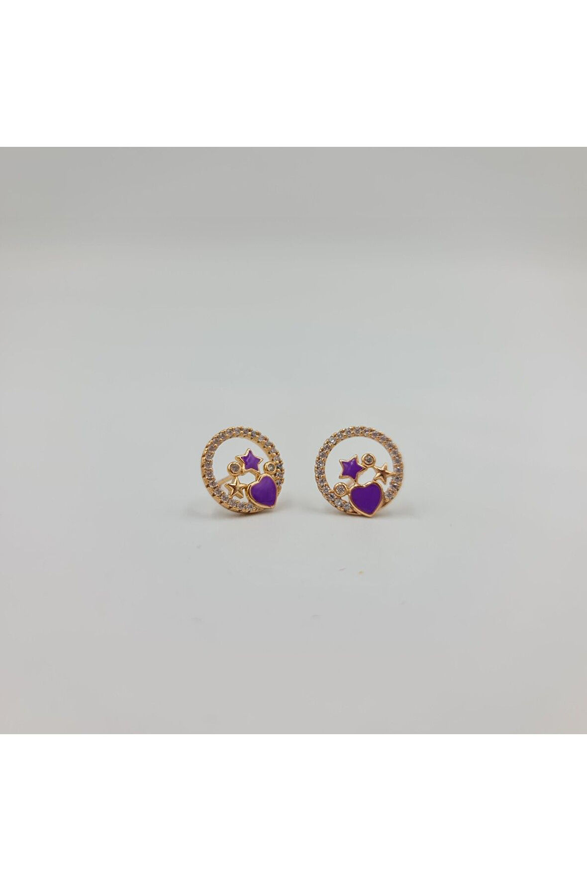 Mor Kalp ve Yıldızlı Pimli Küpe